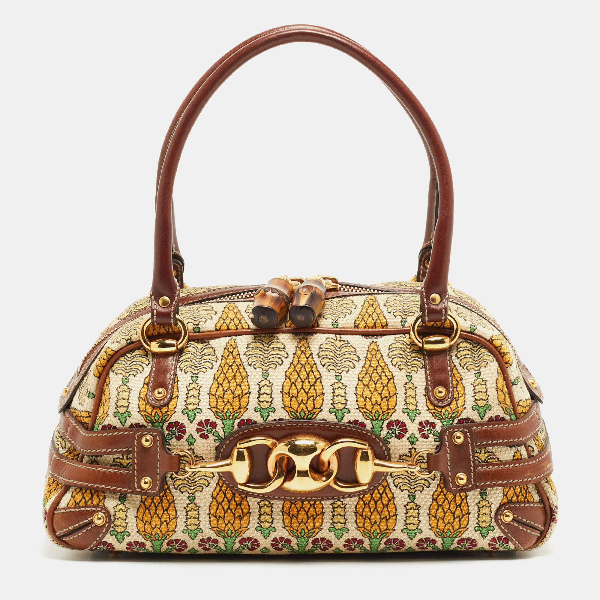 Gucci, Bags, Auth Gucci Flora Floral Flowers Canvas Leather Speedy Boston  Duffel Handbag Bag