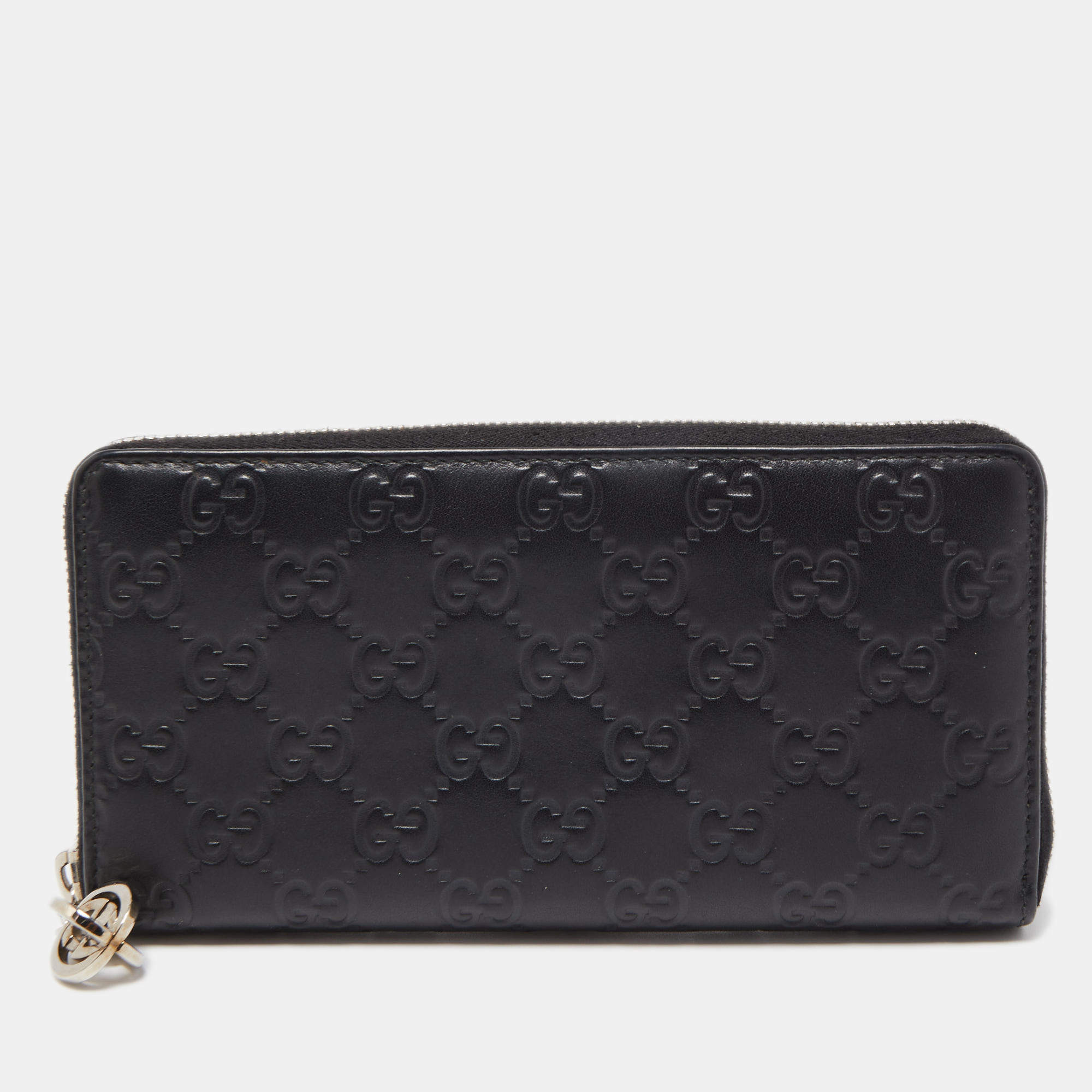 Gucci Back Guccissima Leather Zip Around Wallet