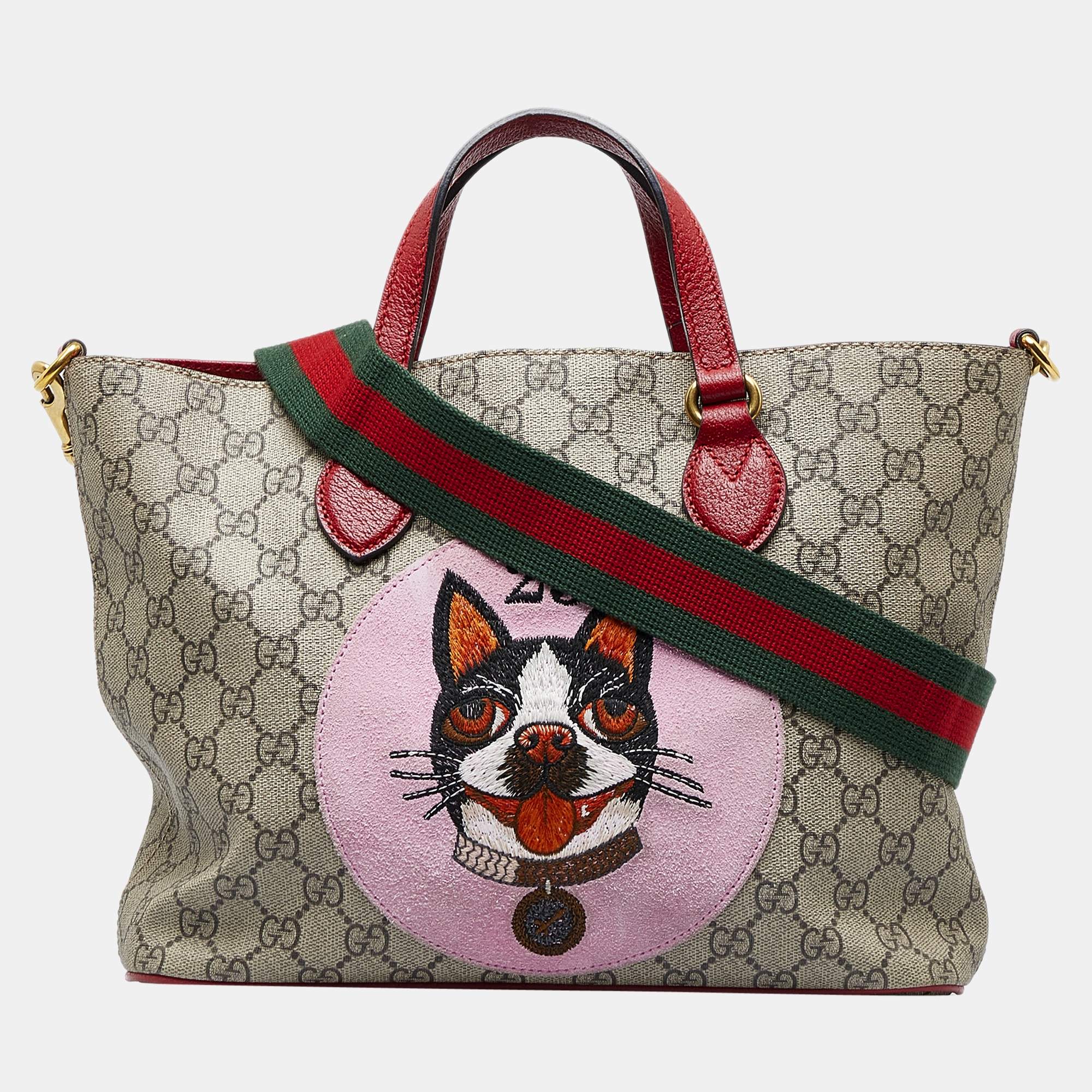 Gucci Tote Monogram GG Supreme Bosco Red in Coated Canvas with Gold-tone -  US