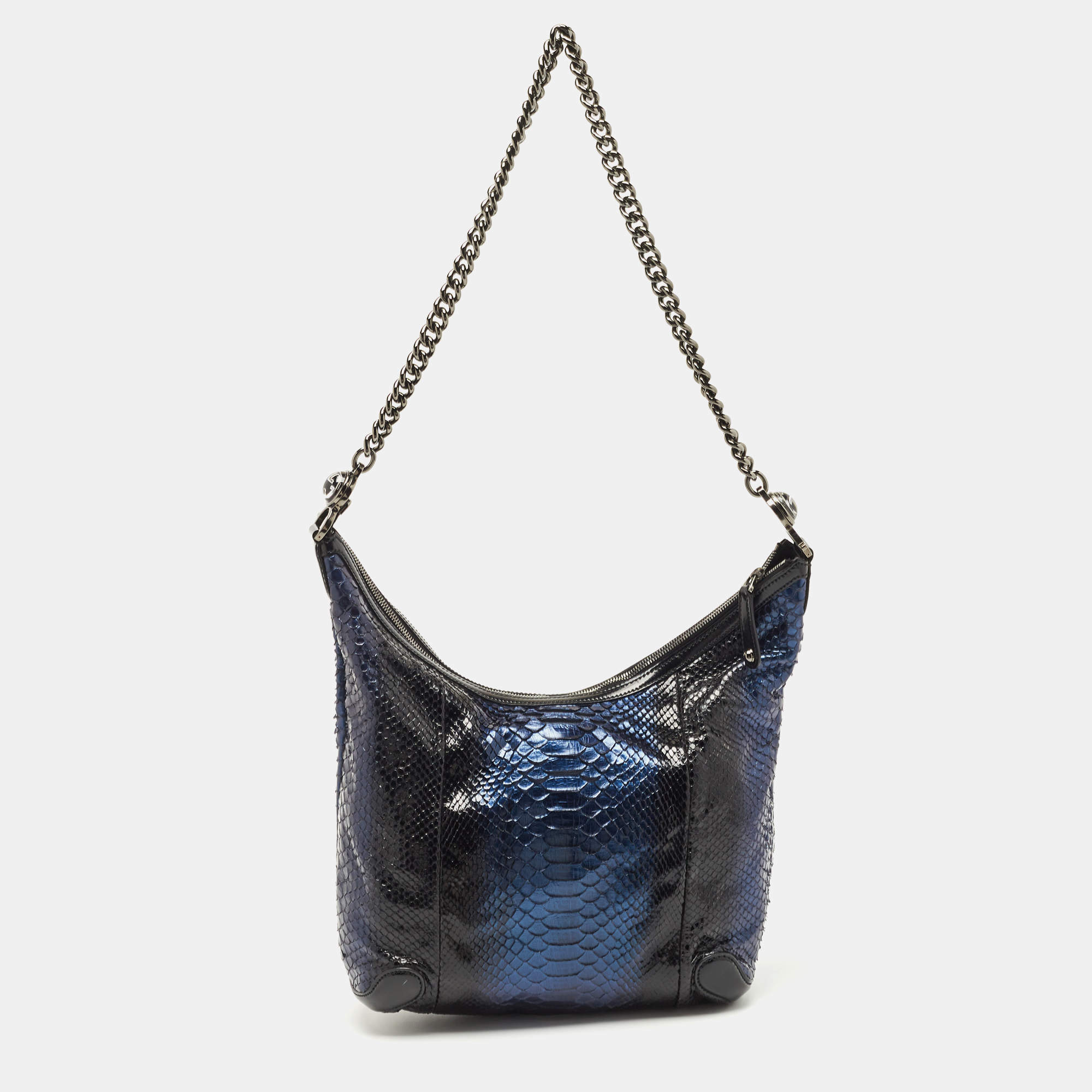 مملوكة مسبقًا Gucci Navy Blue/Black Python Galaxy Hobo