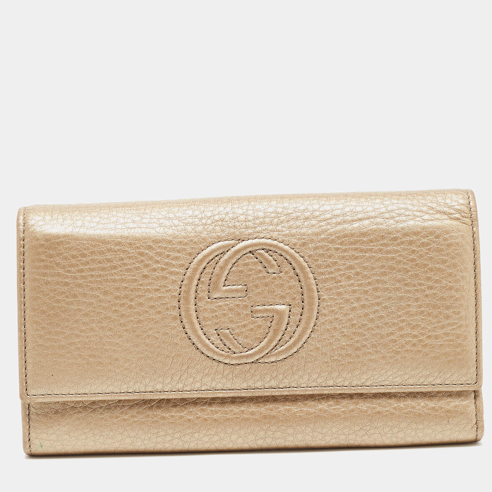 Gucci Gold Leather Soho Continental Wallet