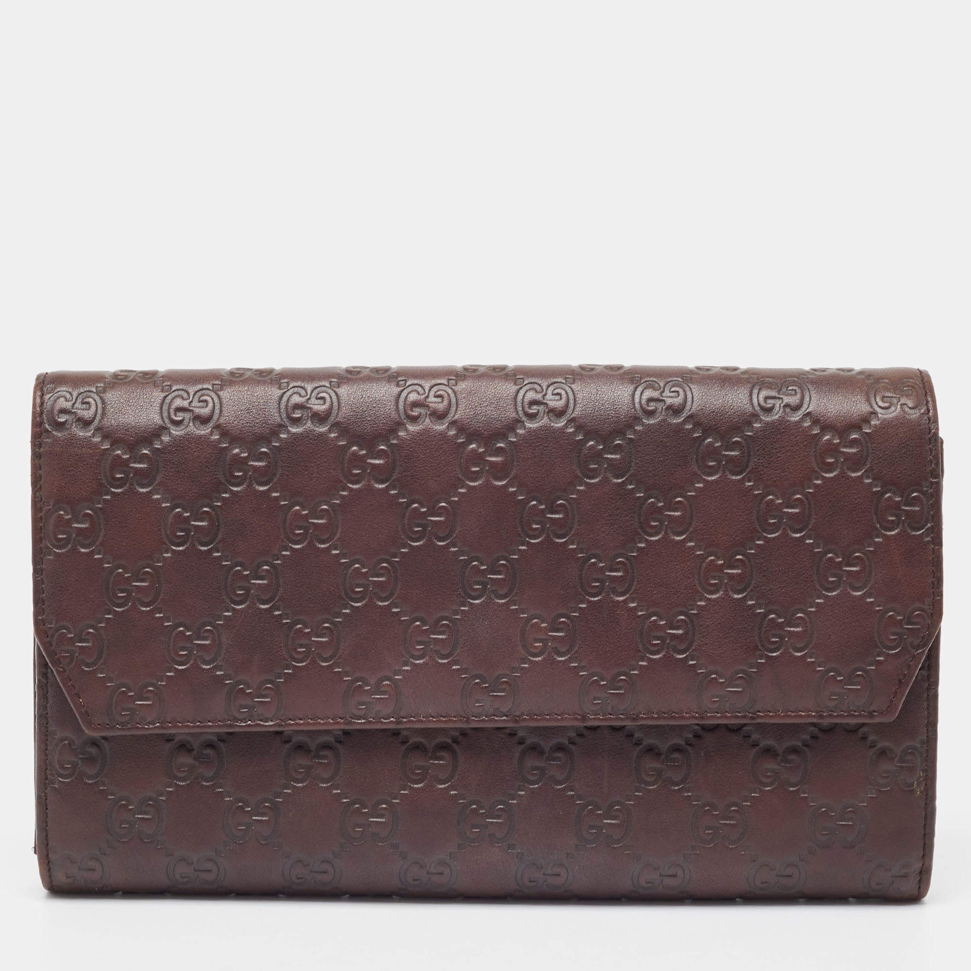 Pre Owned Gucci Brown Guccissima Leather Organizer Clutch
