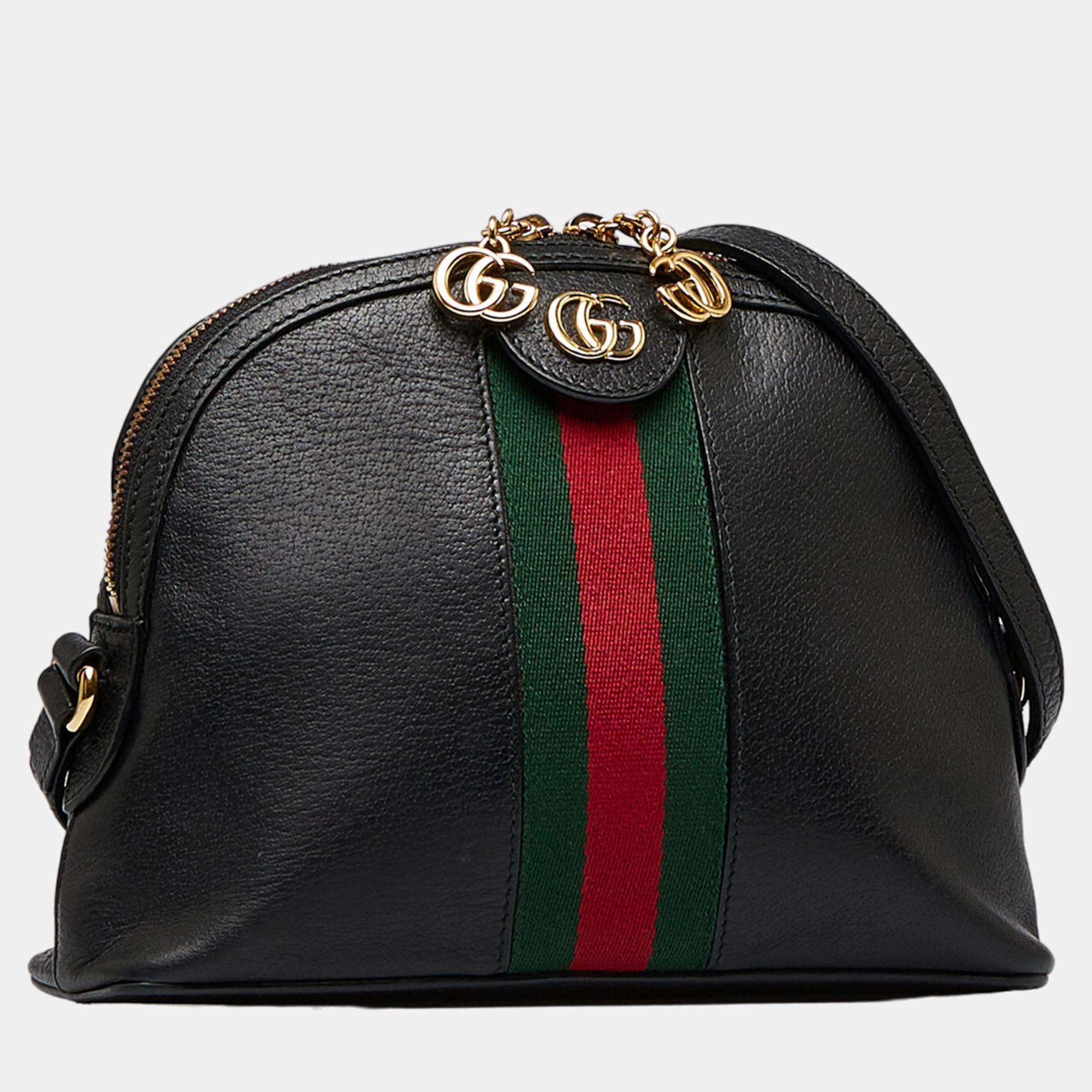 GUCCI Ophidia GG Small Shoulder Bag in Black Leather