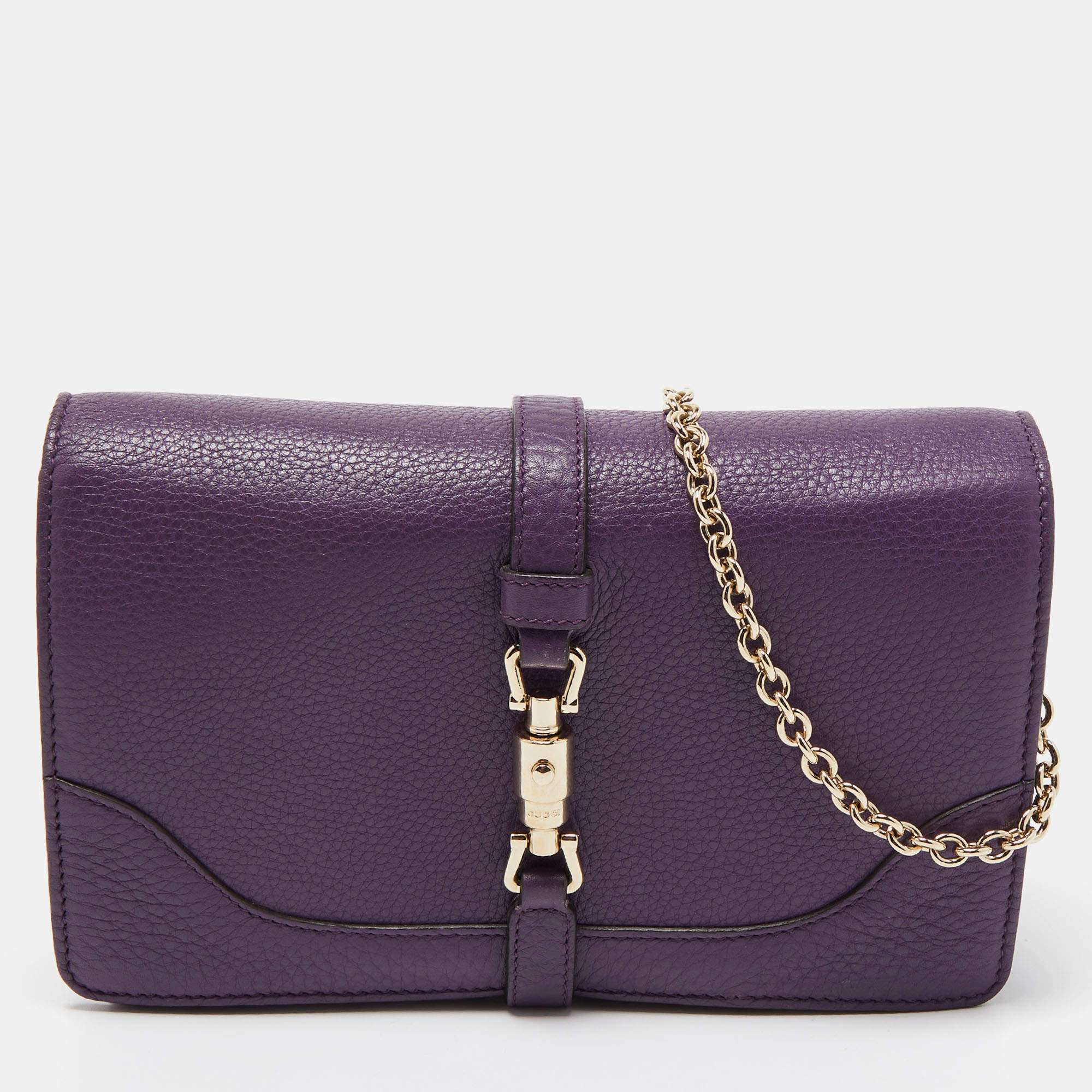 Pre Owned Gucci Purple Leather Piston Broadway Chain Bag