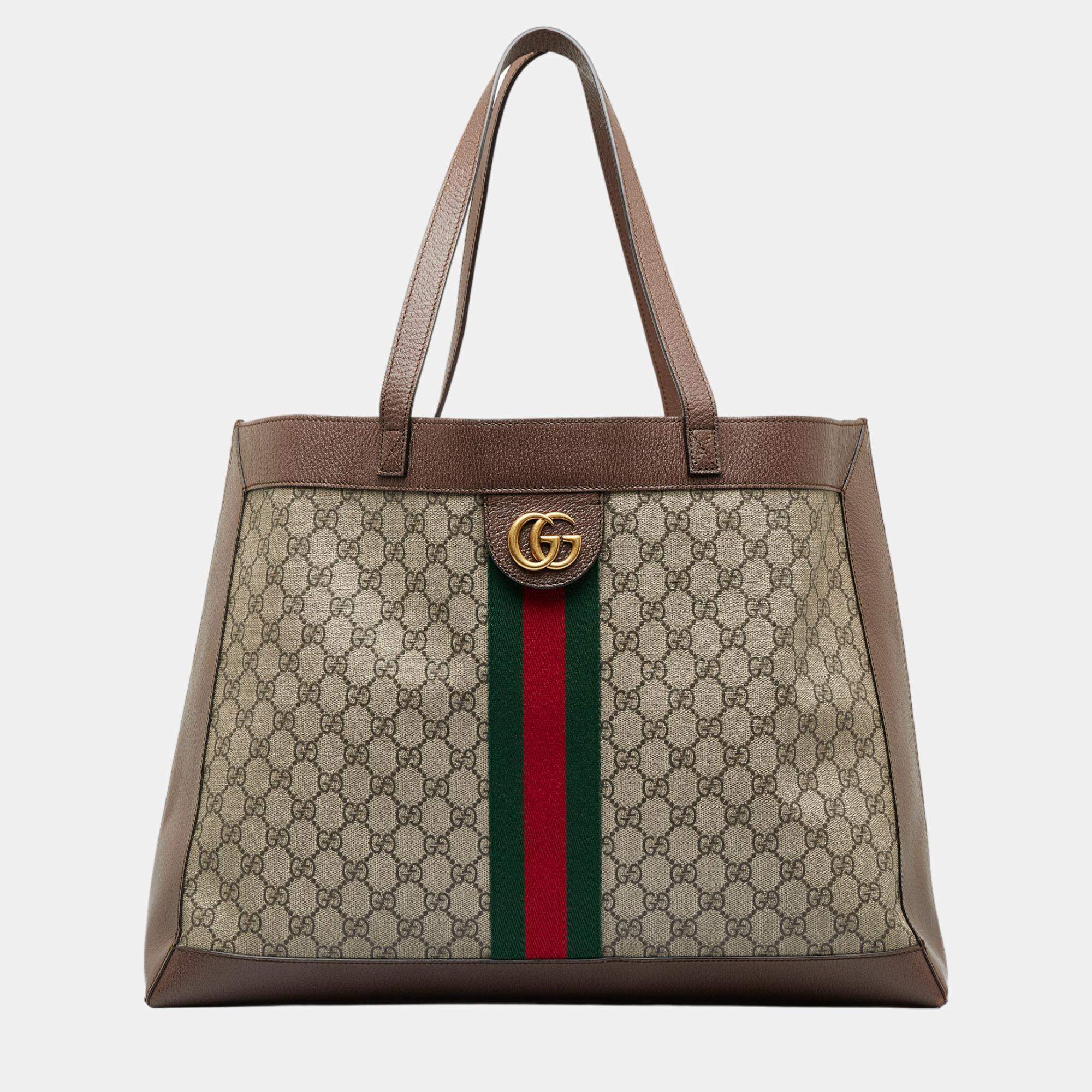 Gucci Men's Ophidia Leather-Trimmed Tote Bag