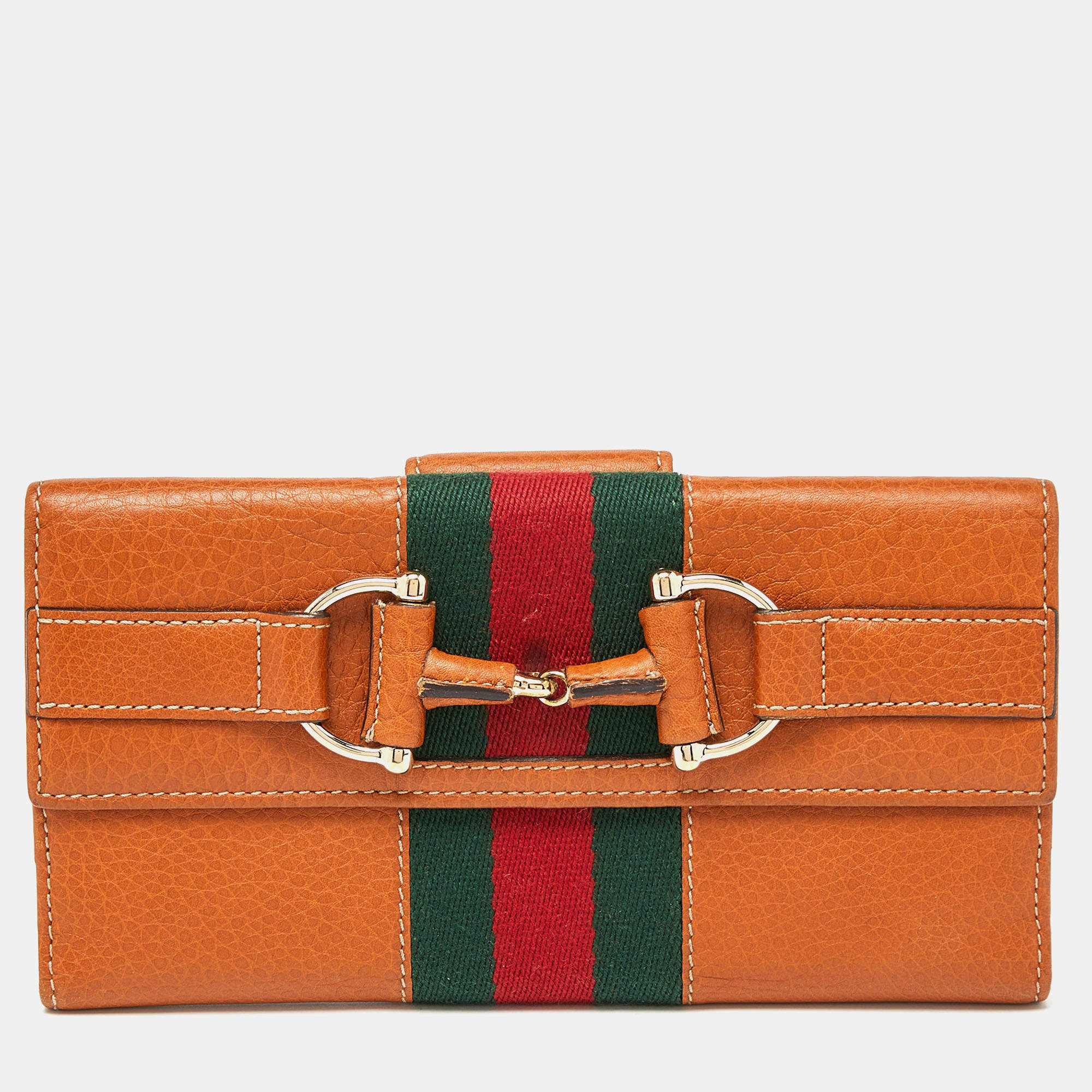 Gucci Tan Leather Flap Continental Wallet
