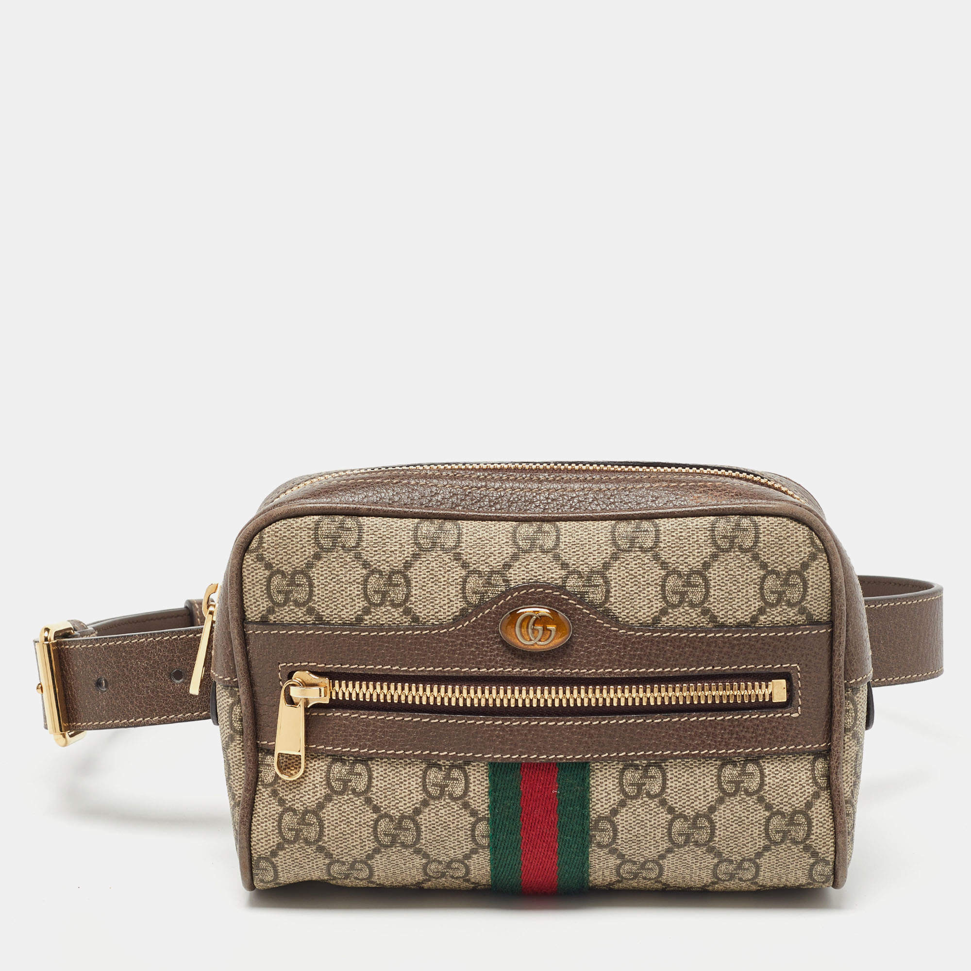 Gucci Beige/Brown GG Supreme Canvas and Leather Ophidia Belt Bag
