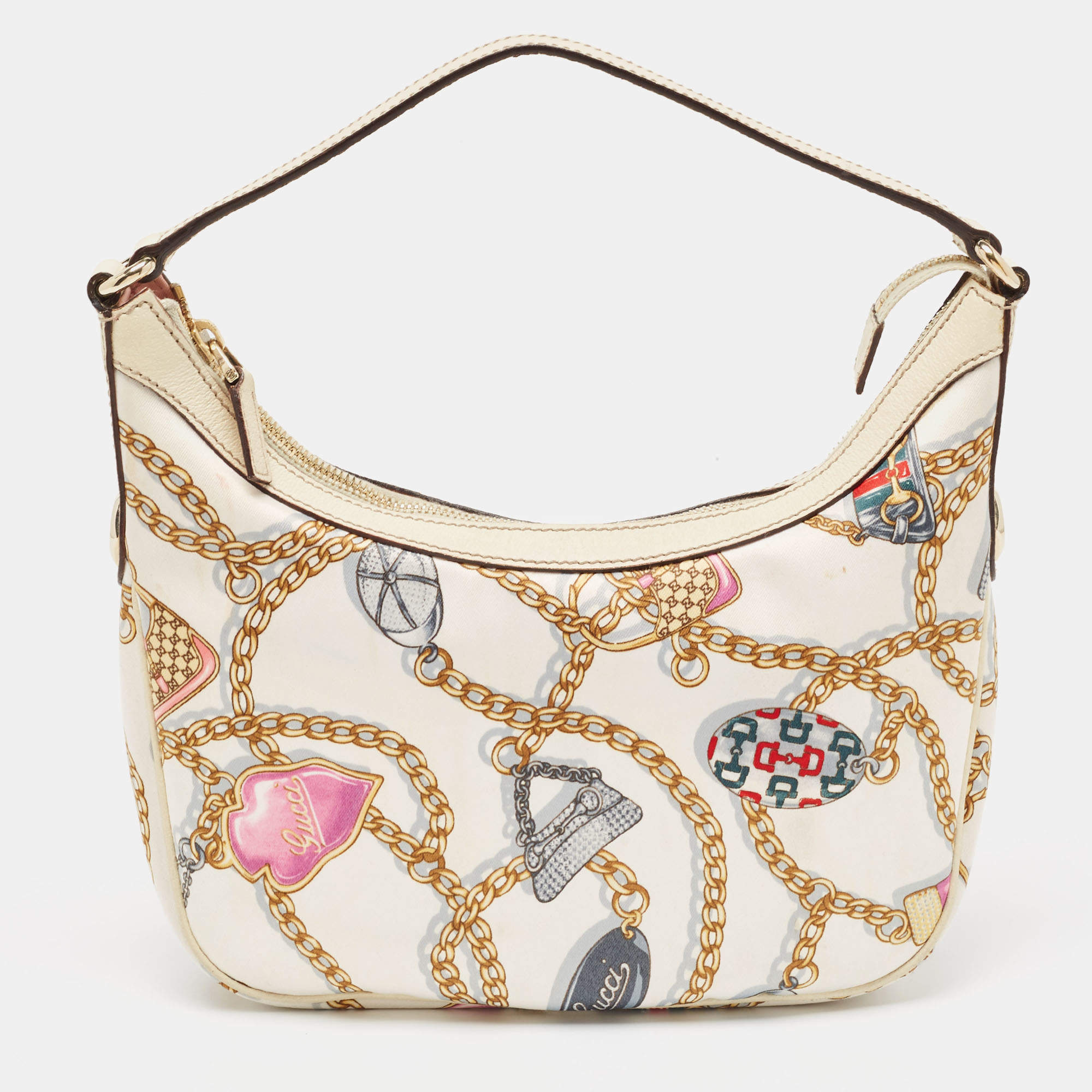 Pre Owned Gucci Multicolor Printed Silk Charmy Hobo