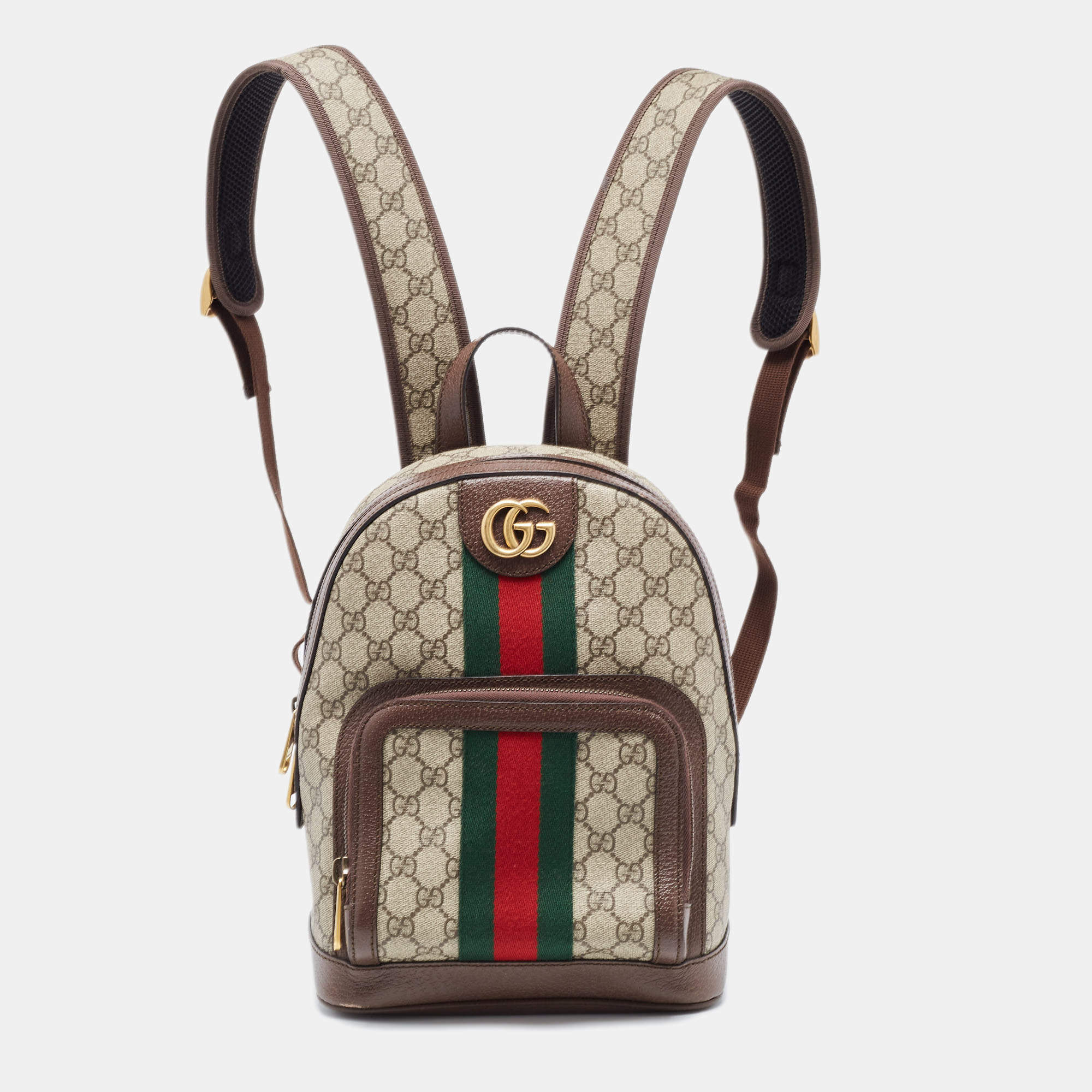 Pre Owned Gucci Beige/Ebony GG Supreme Coated Canvas Small Ophidia Backpack