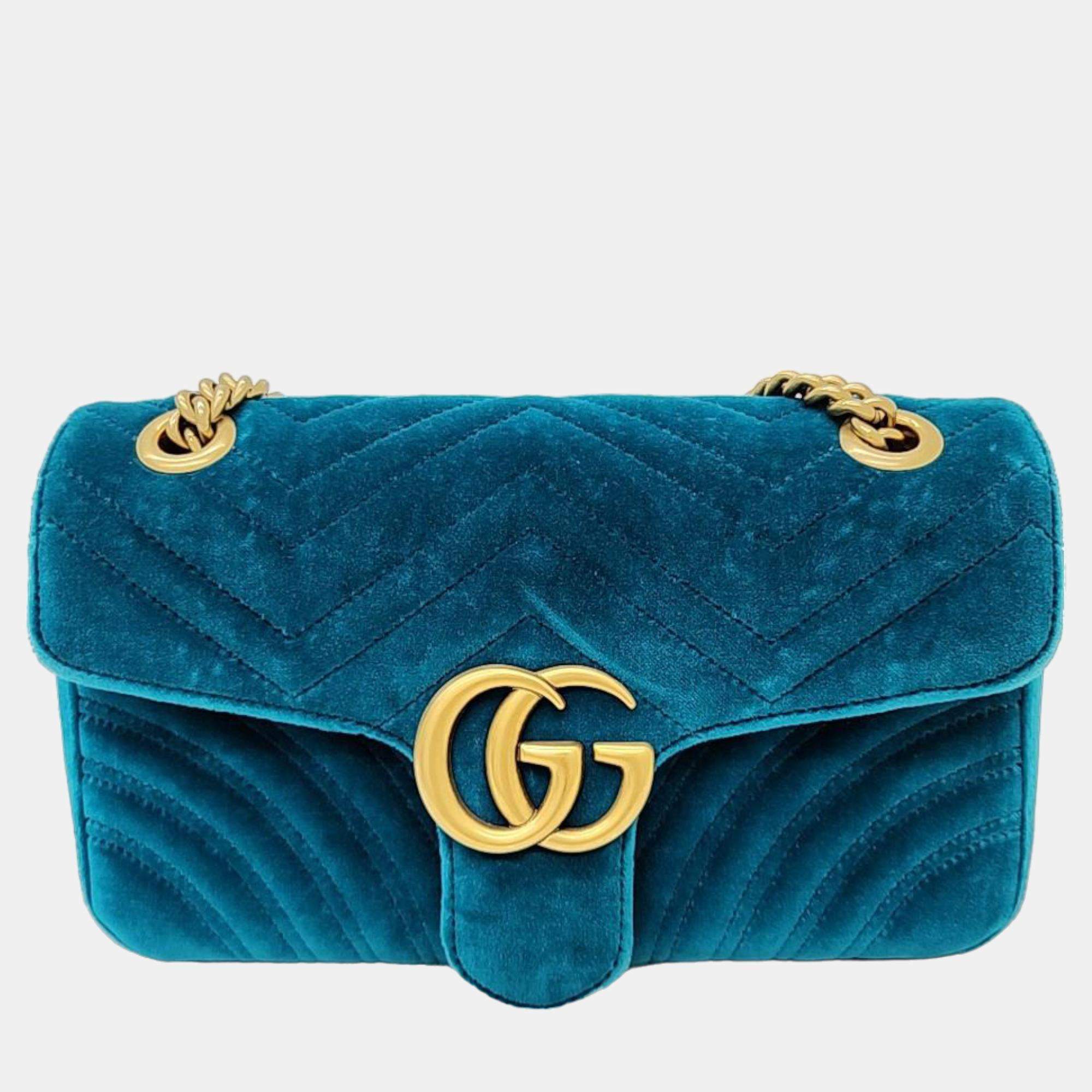 Pre Owned Gucci Marmont Matrace Velvet Shoulder Bag (443497)