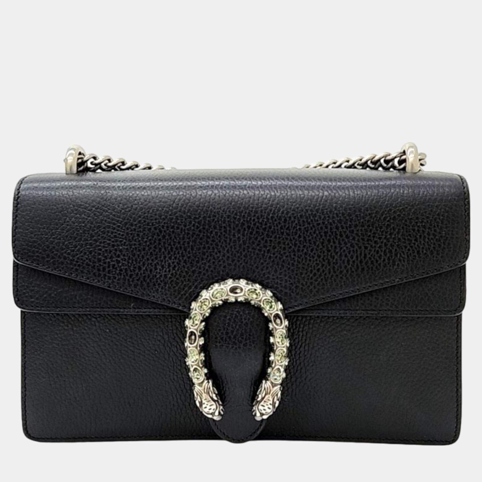 Gucci Black Leather Dionysus Shoulder Bag 