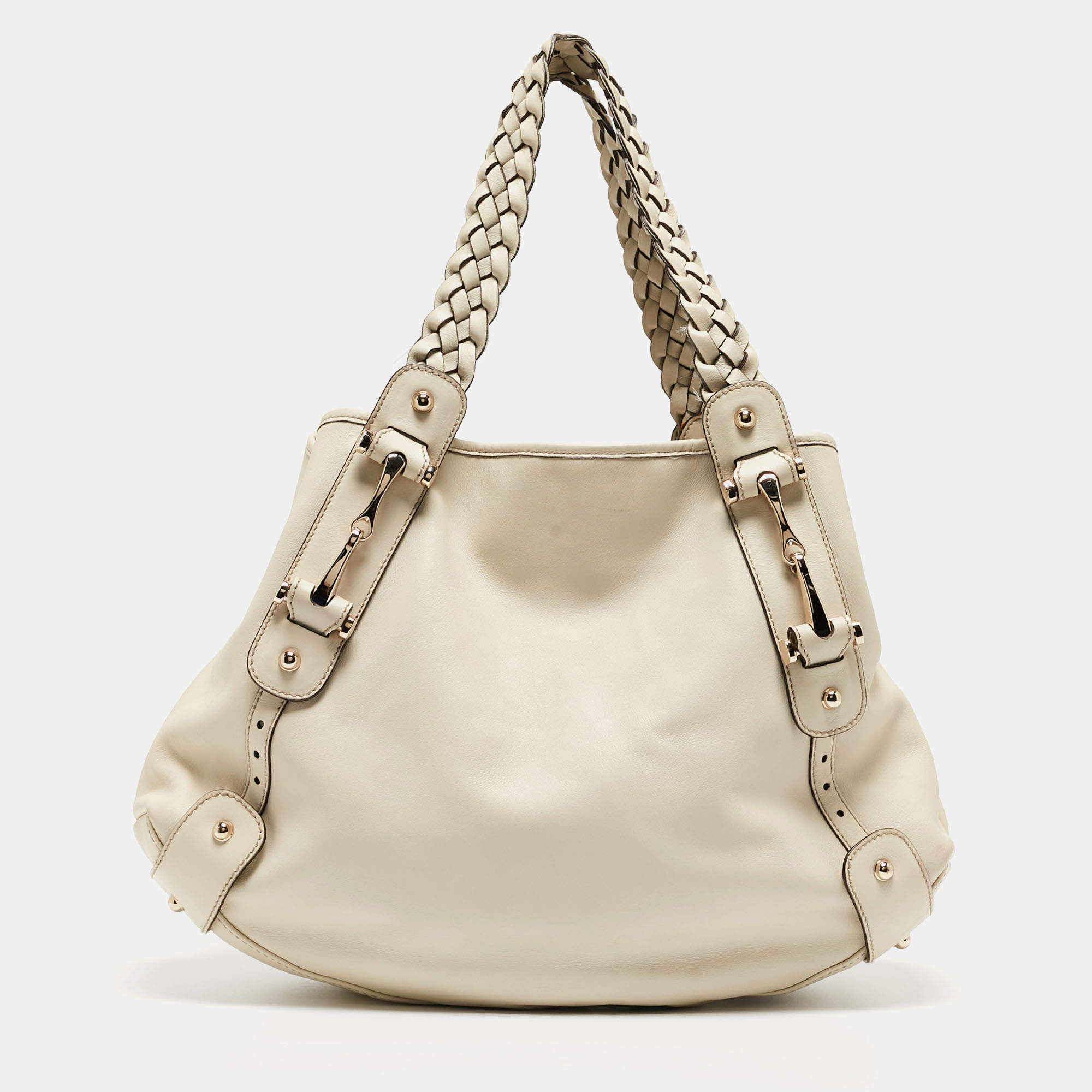 Pre Owned Gucci Of White Leather Pelham Hobo