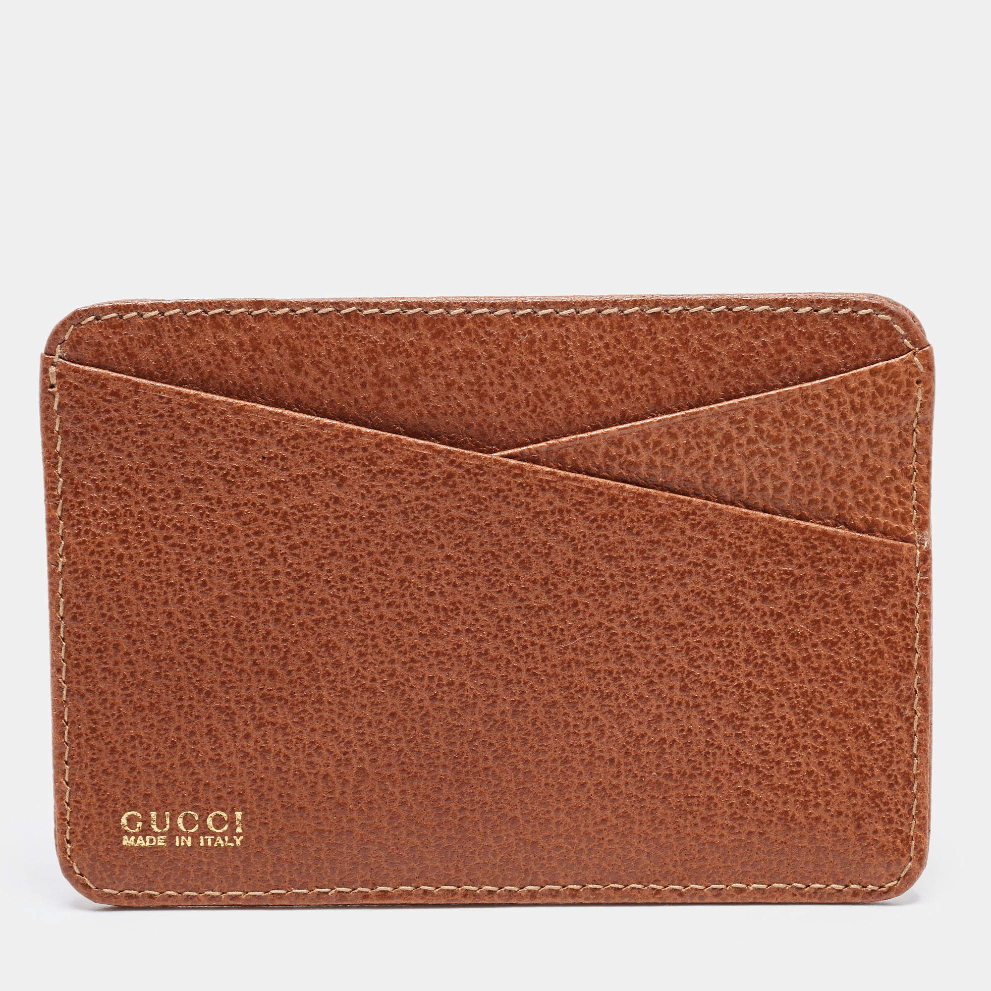 Pre Owned Gucci Brown Leather Card Holder