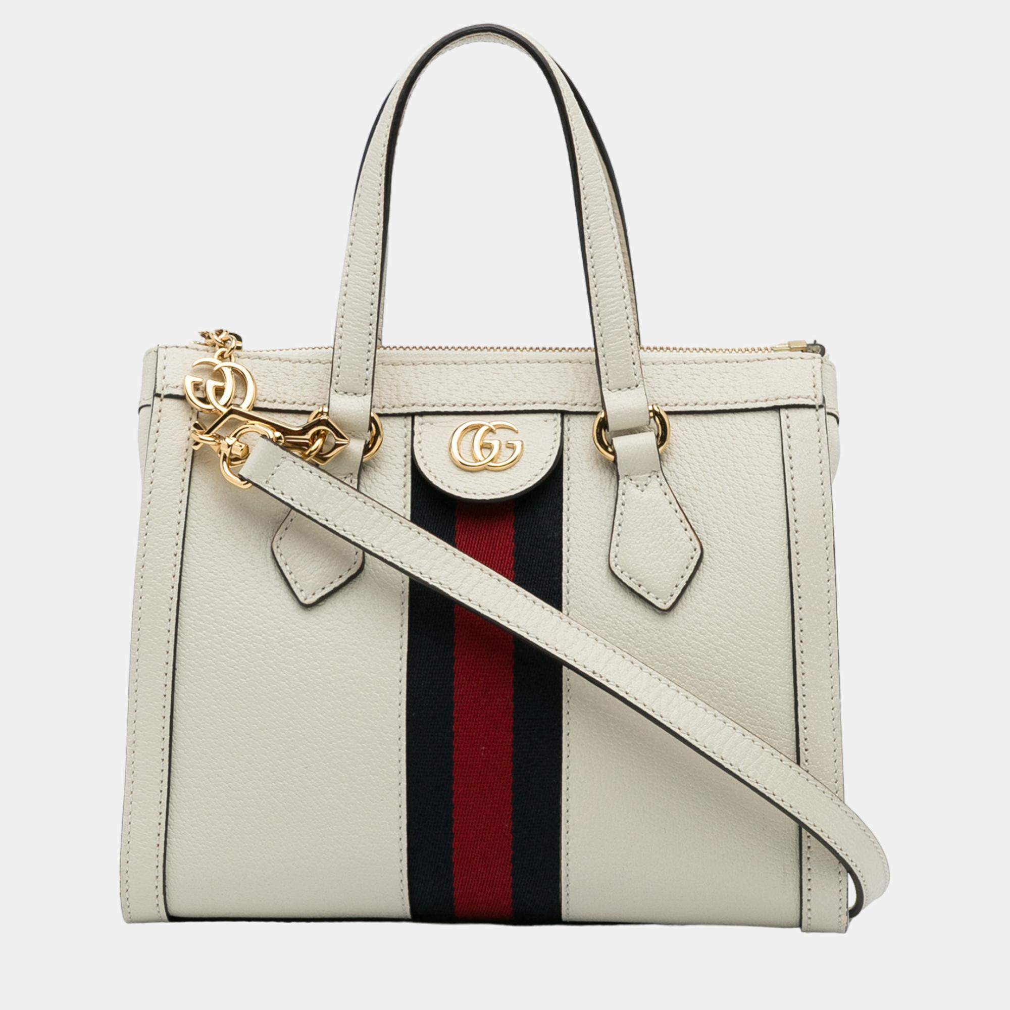 Gucci White Small Ophidia Leather Satchel Gucci TLC