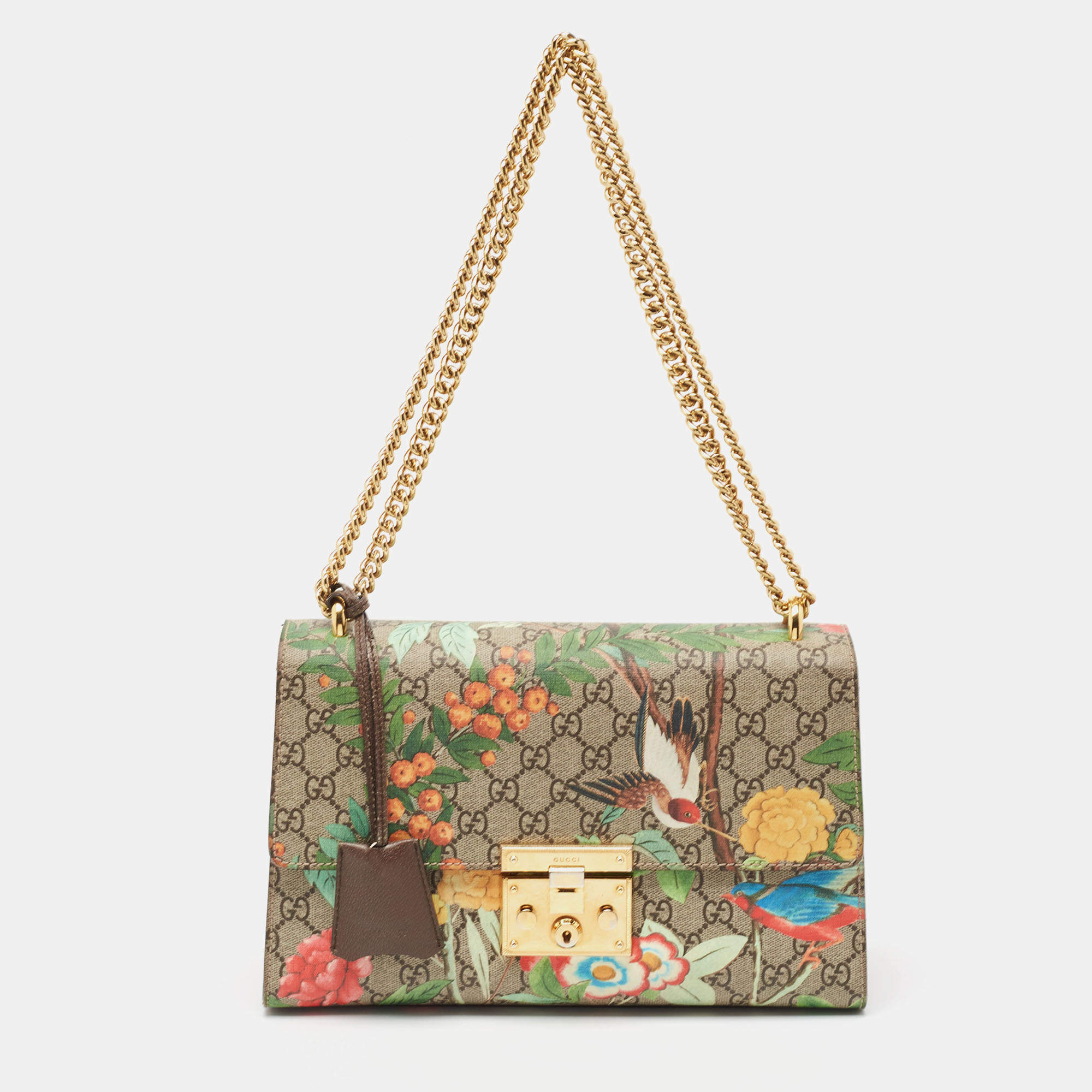 مملوكة مسبقًا حقيبة كتف غوتشي كانفاس جي جي سوبريم  مطبوع تيان متعدد الألوان بقفل متوسطة