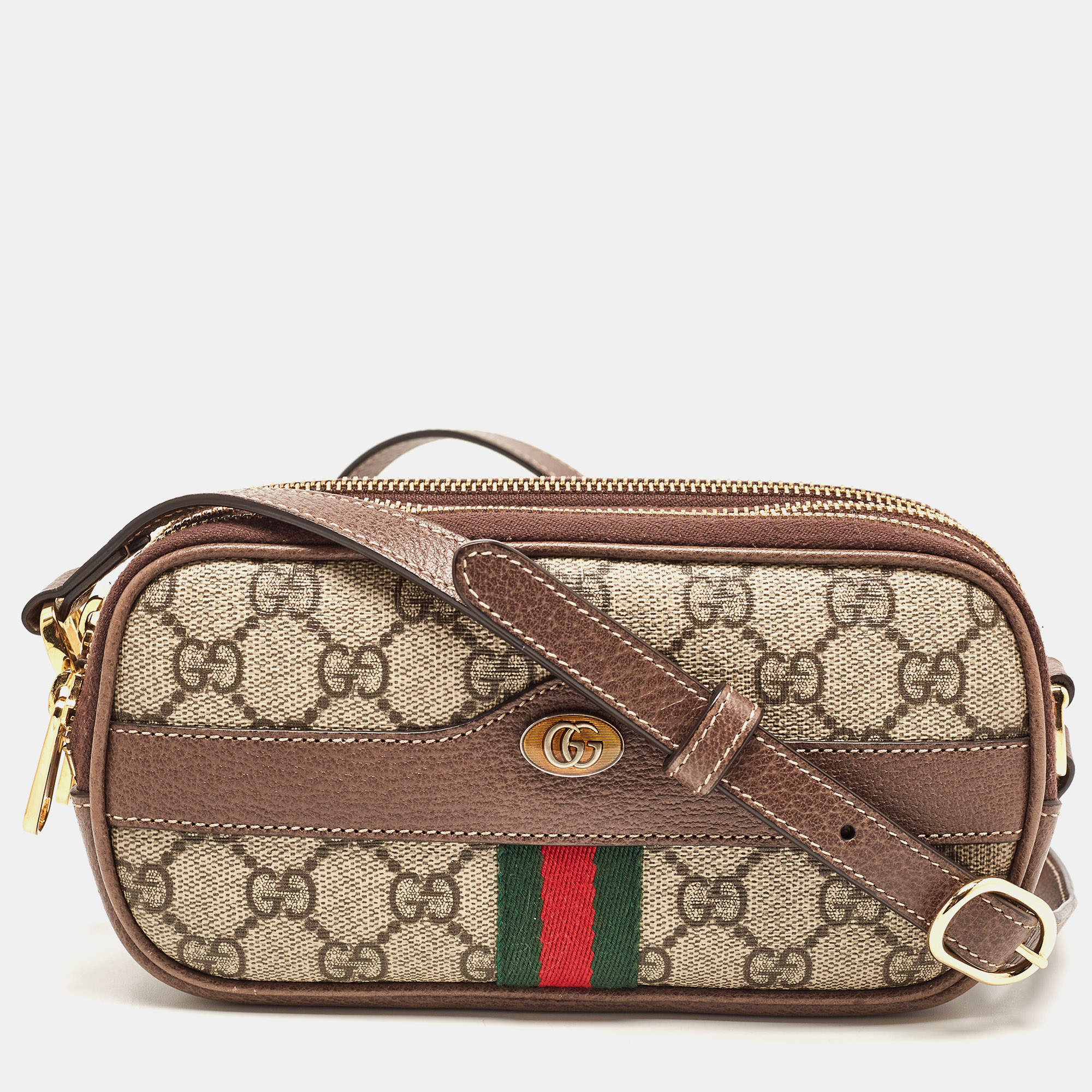 Gucci Beige/Brown GG Supreme Canvas and Leather Ophidia Crossbody Bag