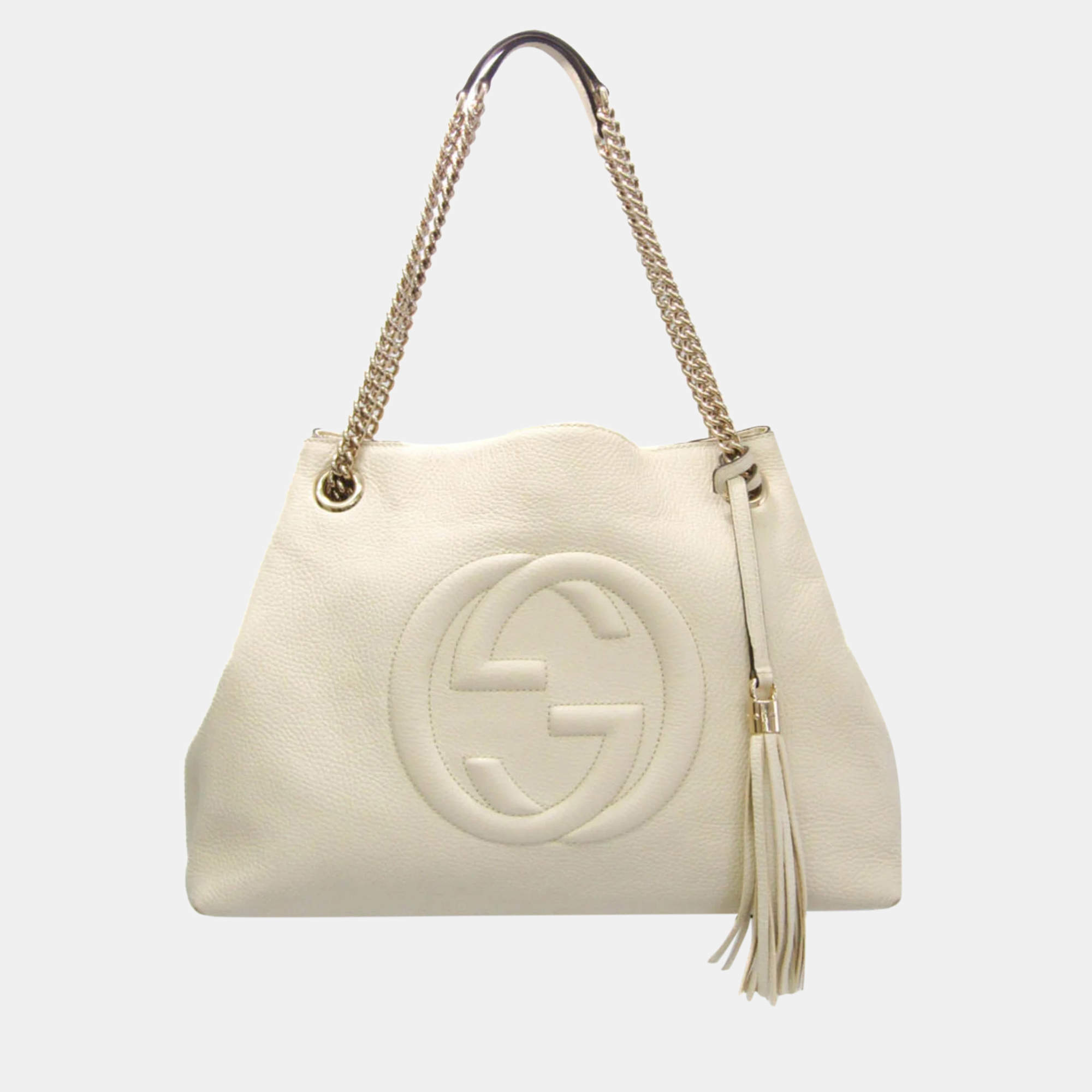 Gucci Cream Leather Soho Chain Tote Bag 