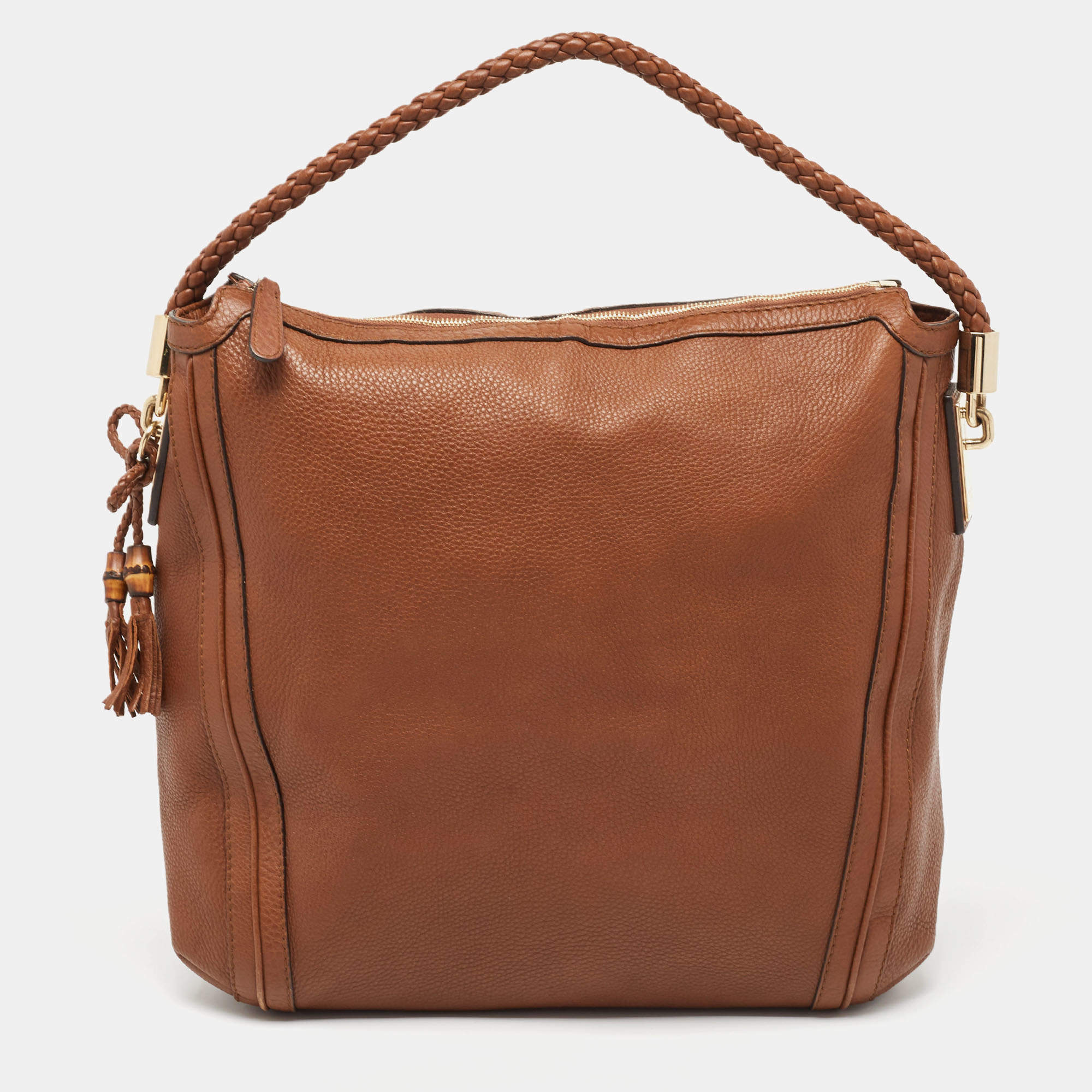 Pre Owned Gucci Brown Leather Large Bella Hobo