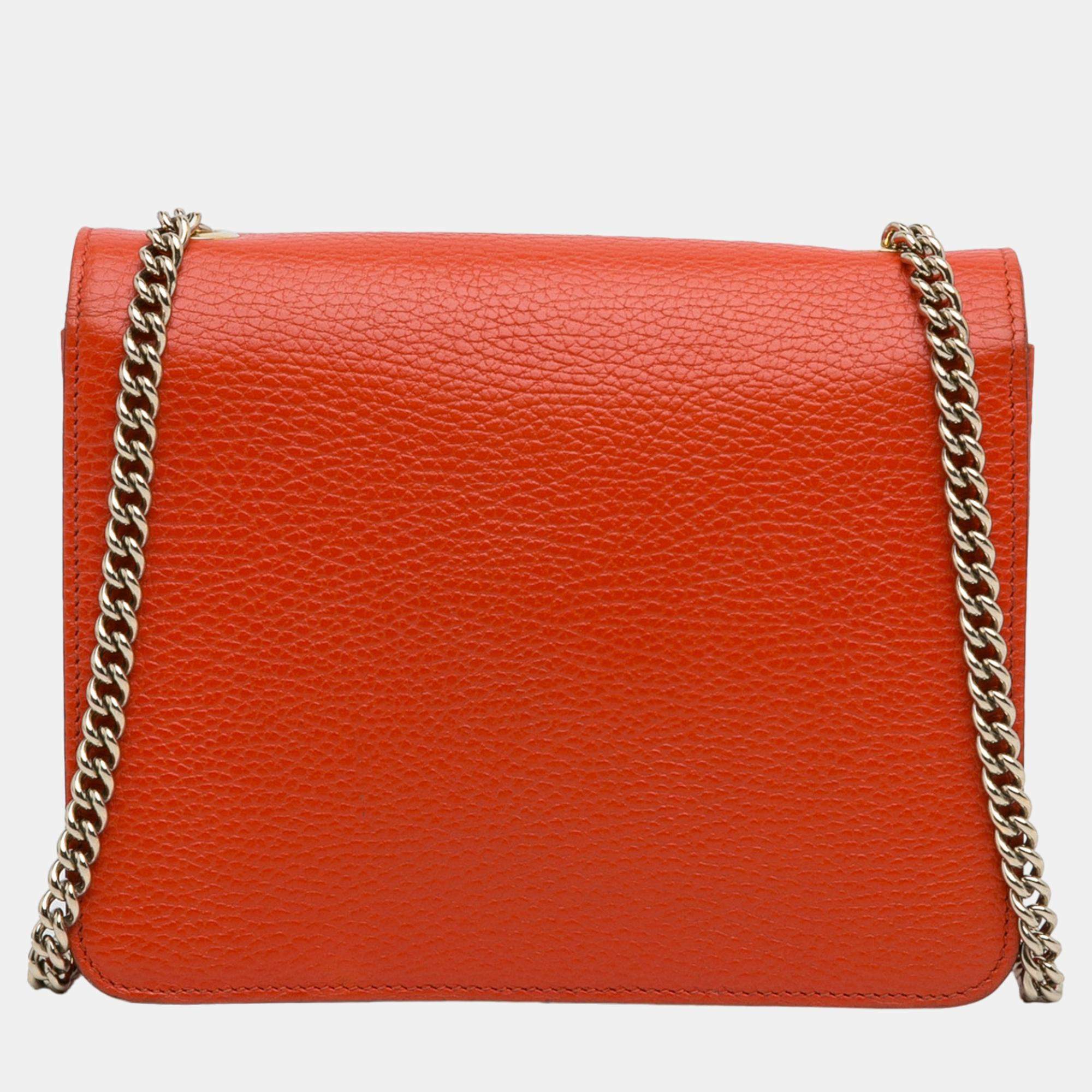 Orange Gucci Medium Soho Chain Tote Leather ref.1134455 - Joli Closet
