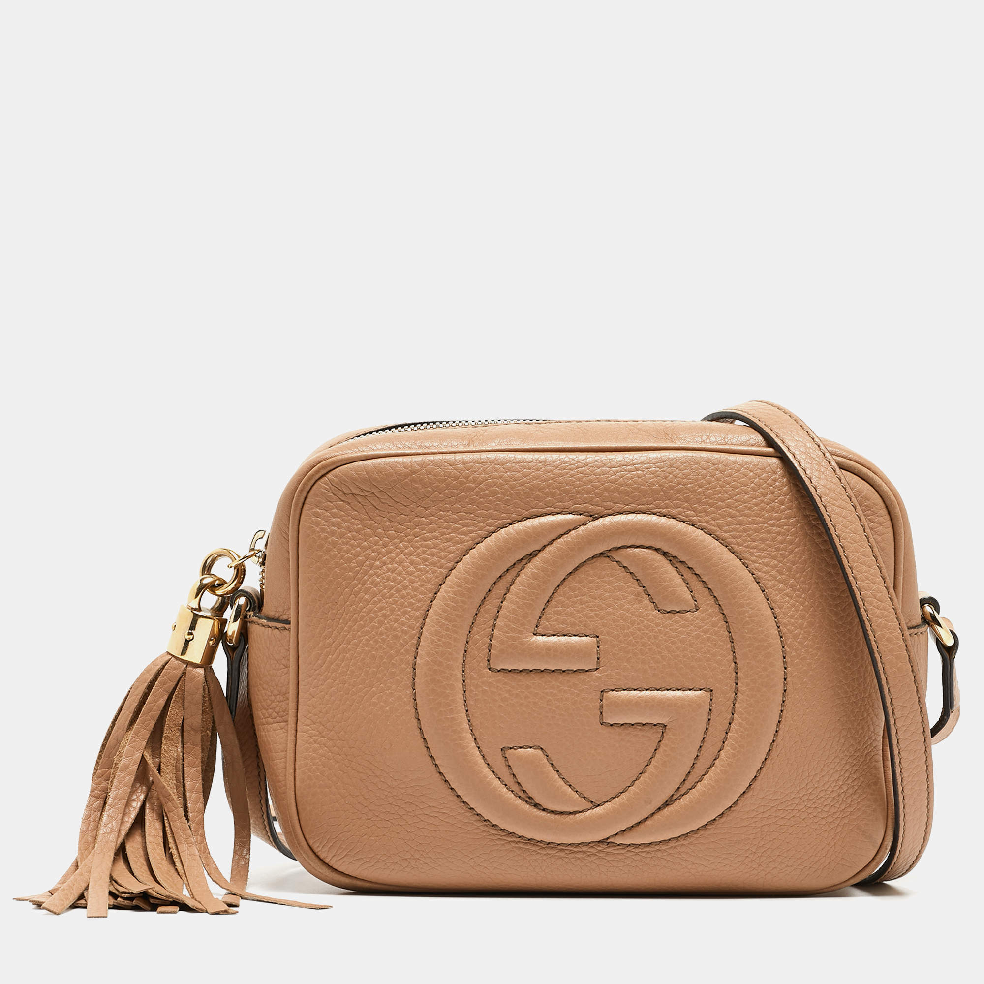 Pre Owned Gucci Beige Leather Small Soho Disco Crossbody Bag