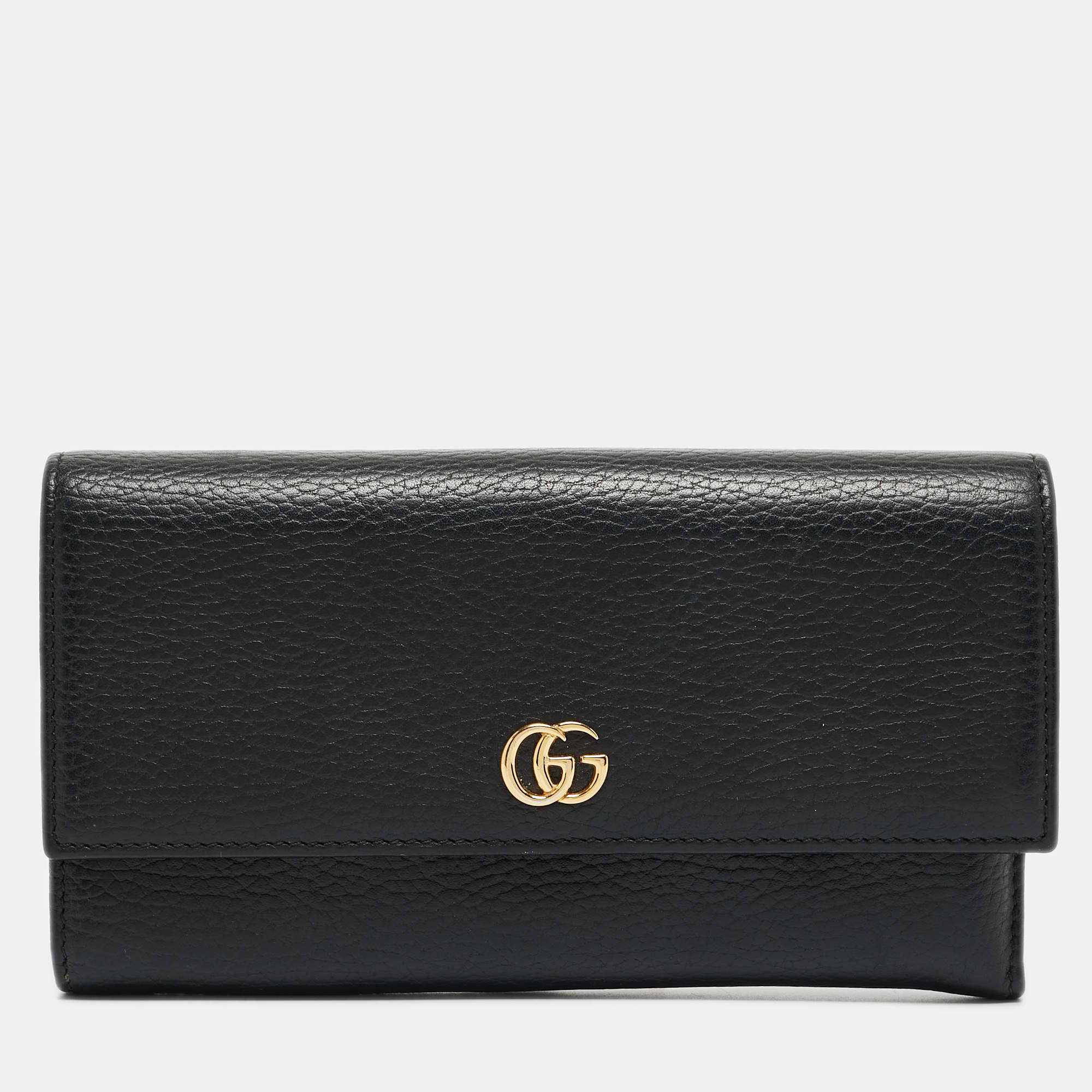 Gucci Black Leather GG Marmont Continental Wallet