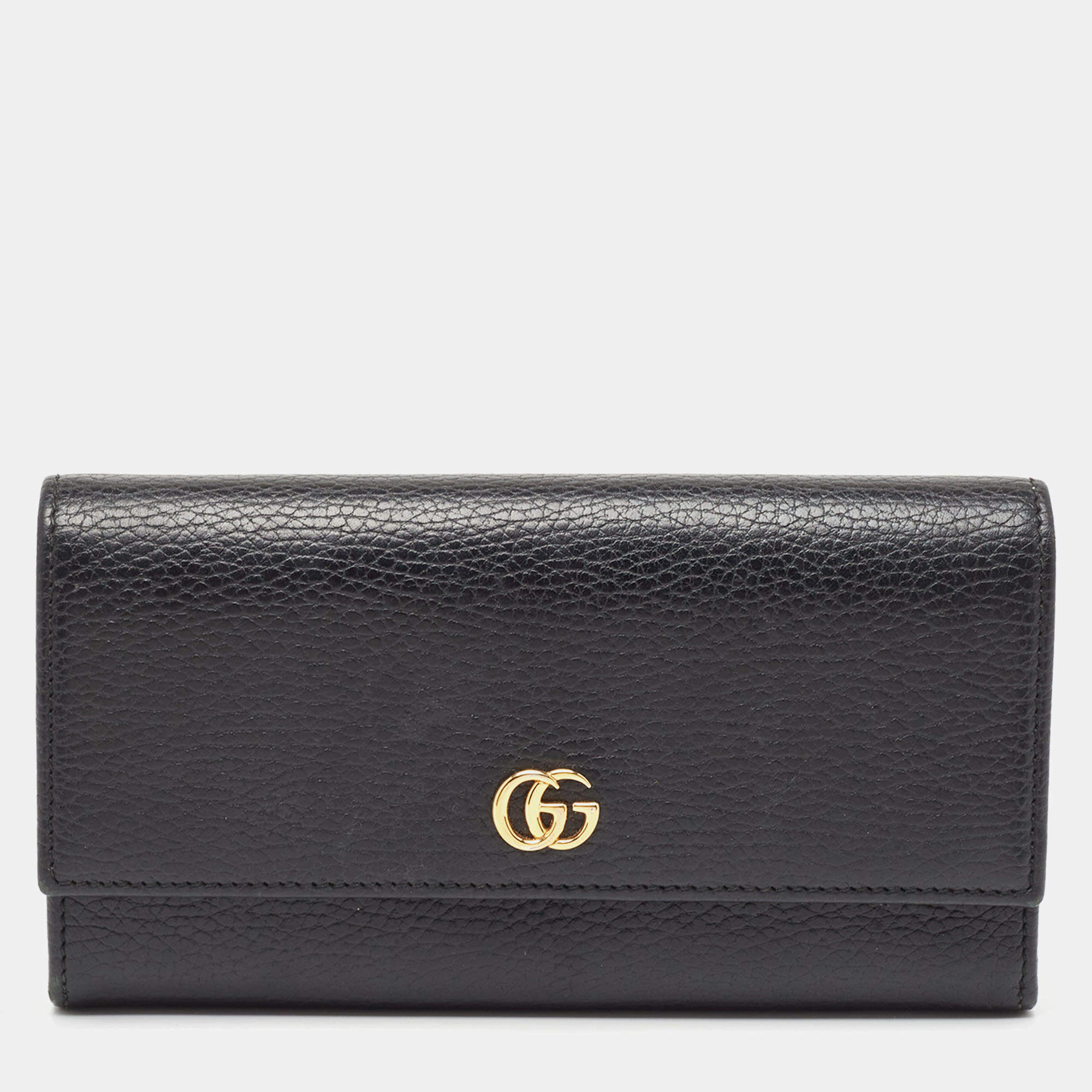 Gucci Black Leather GG Marmont Continental Wallet