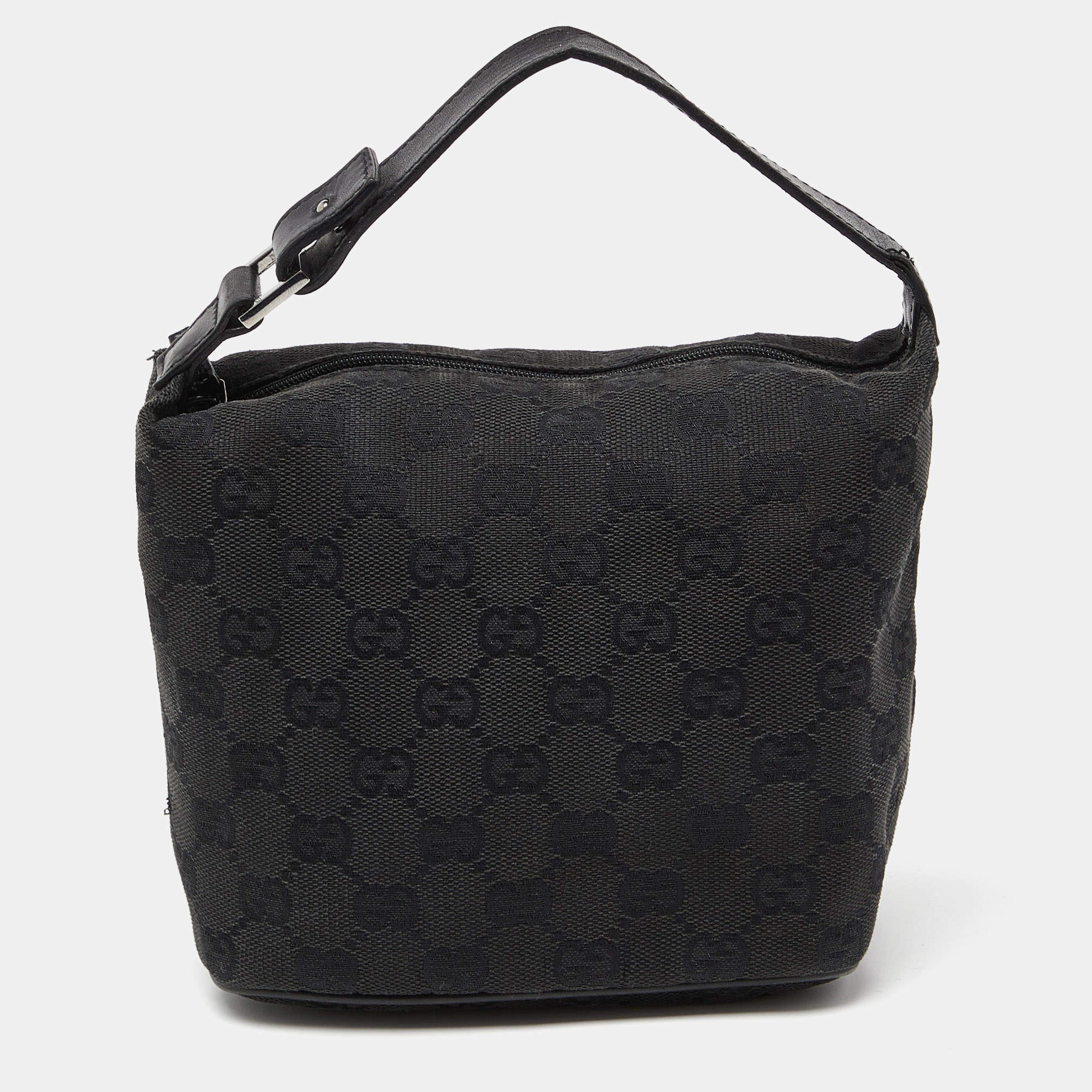 Pre Owned Gucci Black GG Canvas Mini Hobo