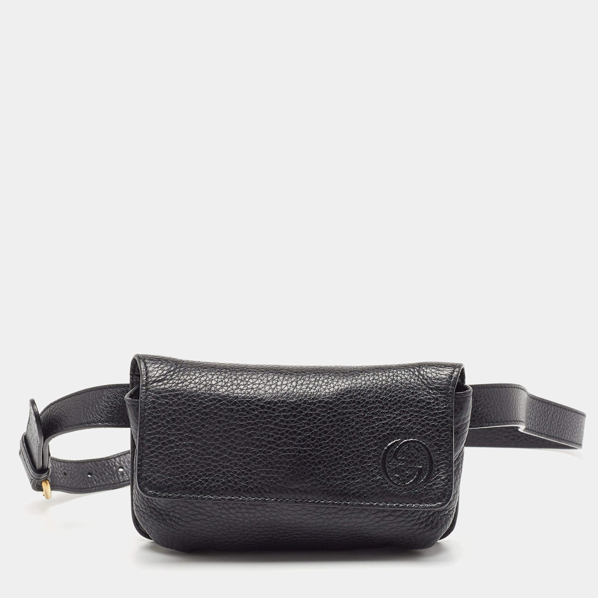 Pre Owned Gucci Black Leather Soho Belt Bag