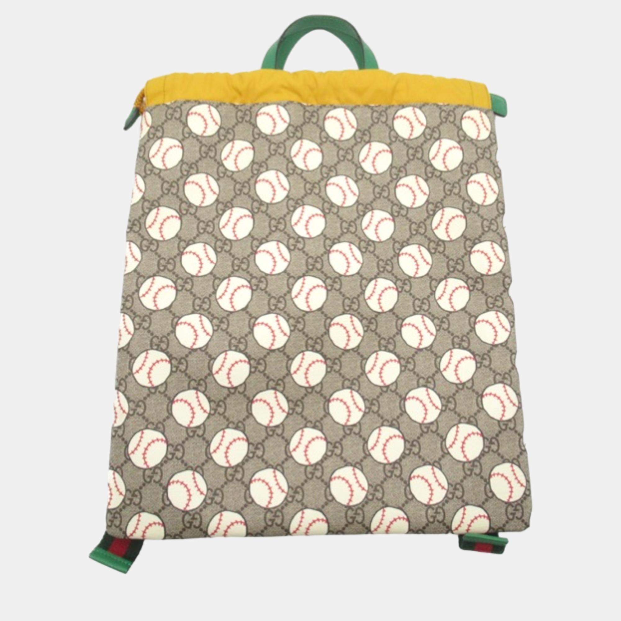 Pre Owned Gucci Beige GG Supreme Canvas Baseball Backpack