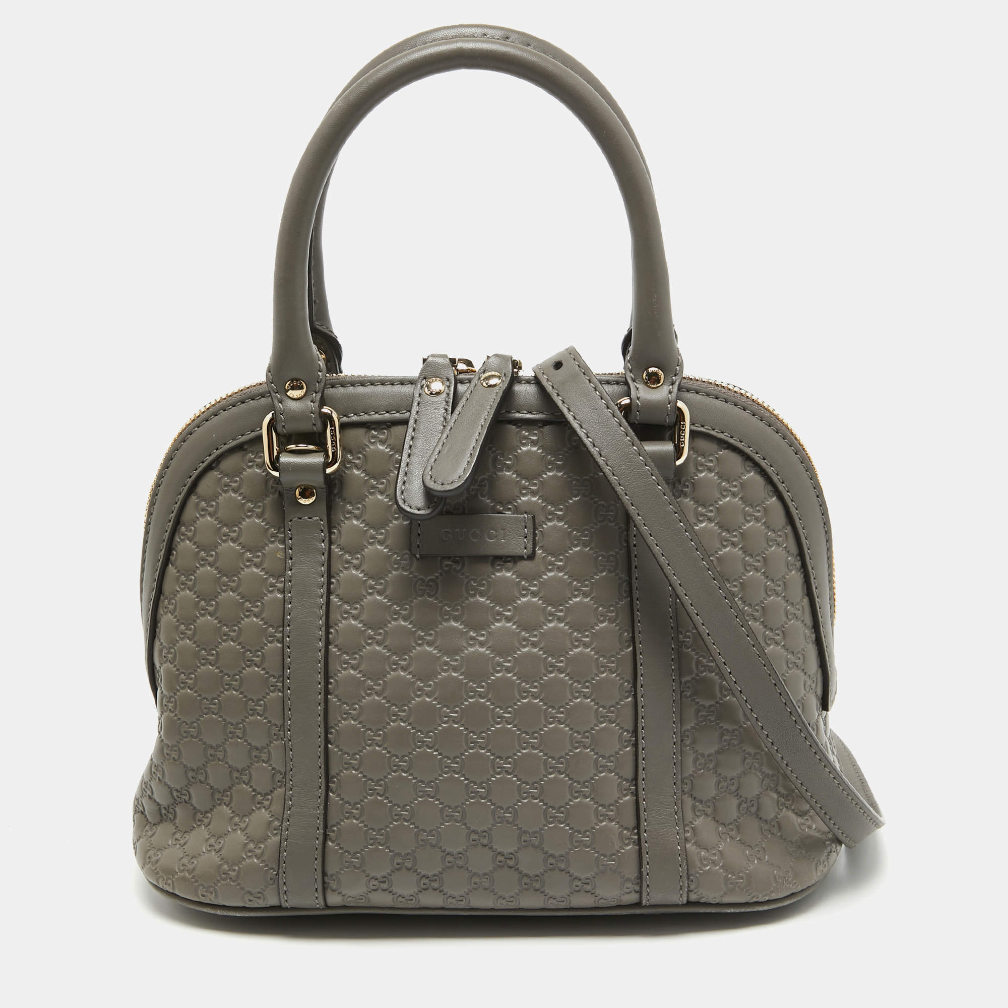 Pre Owned Gucci Grey Microguccissima Leather Mini Nice Dome Bag