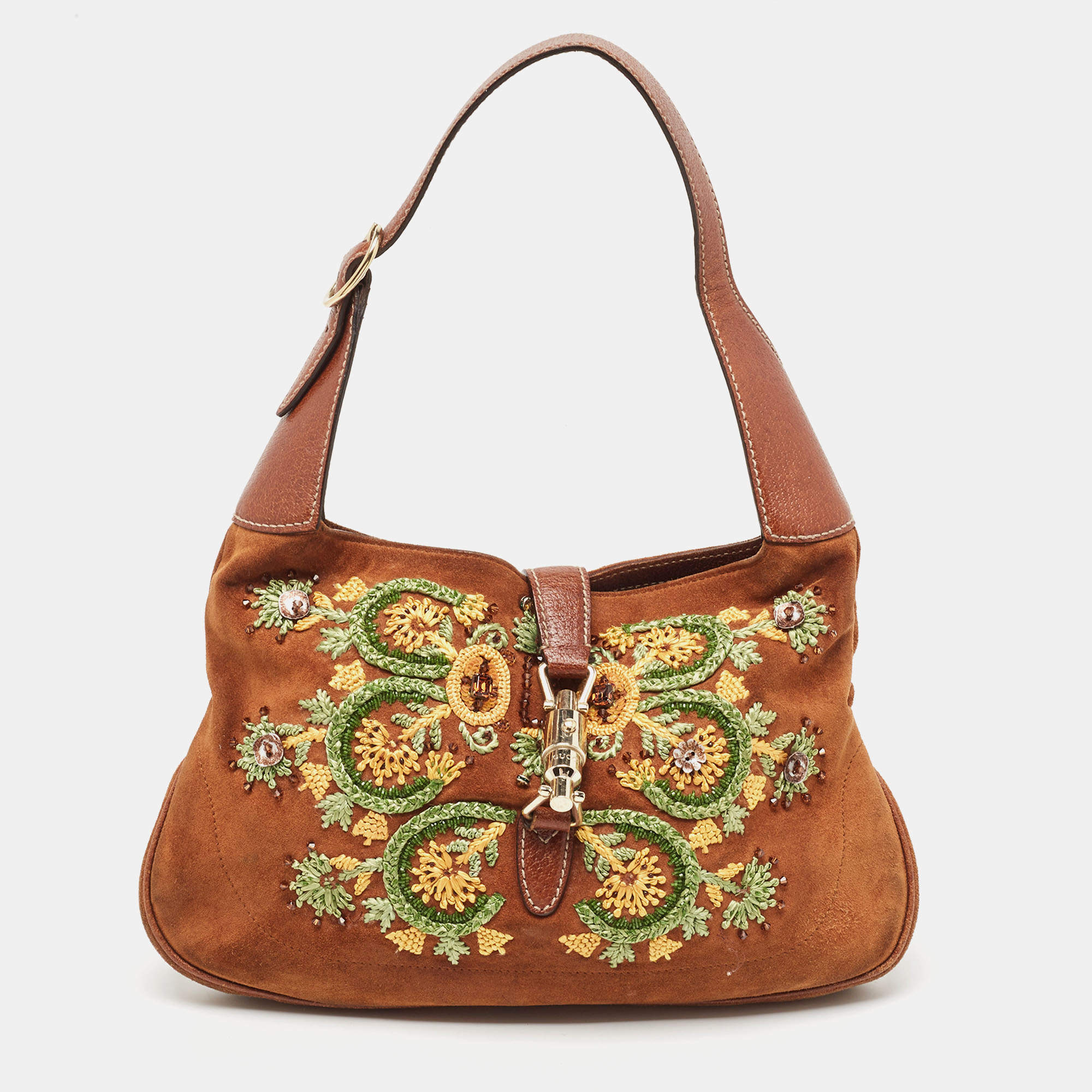 مملوكة مسبقًا Gucci Brown Suede Limited Edition Jackie Hobo