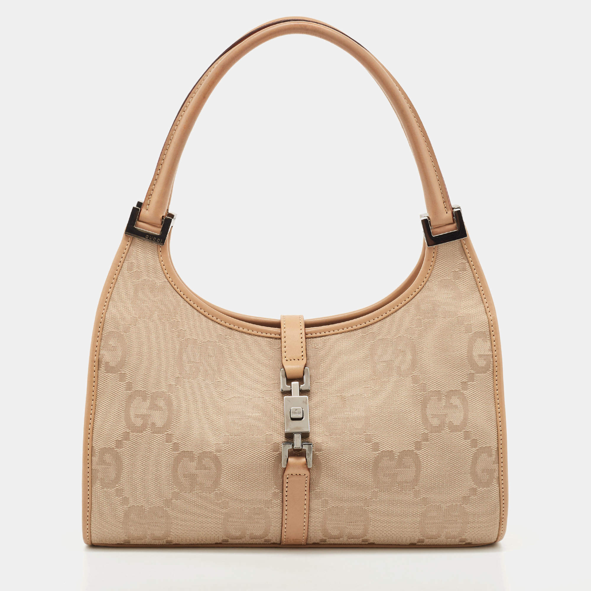 Pre Owned Gucci Beige GG Canvas Jackie Tote