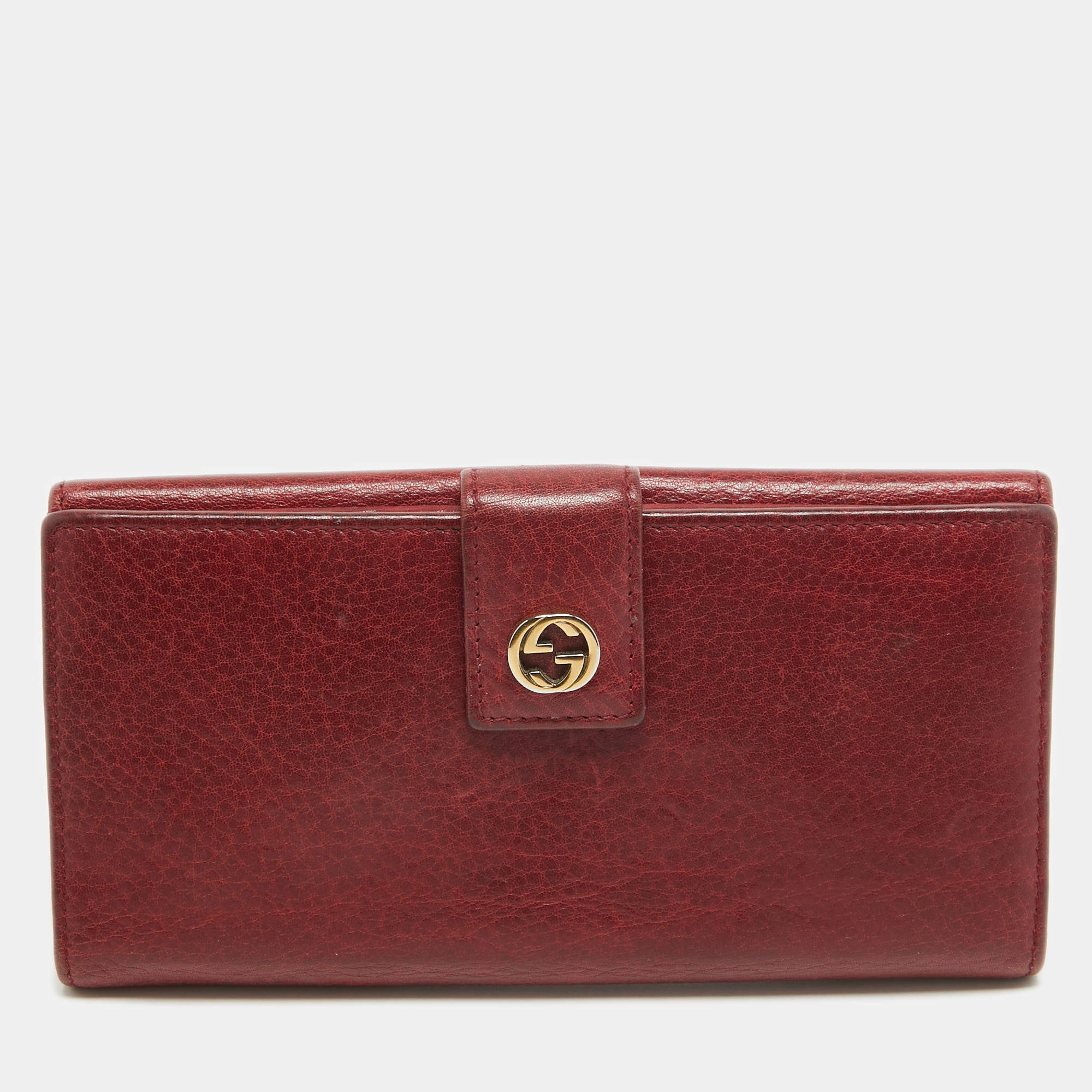 Gucci Red Leather Interlocking G Continental Wallet