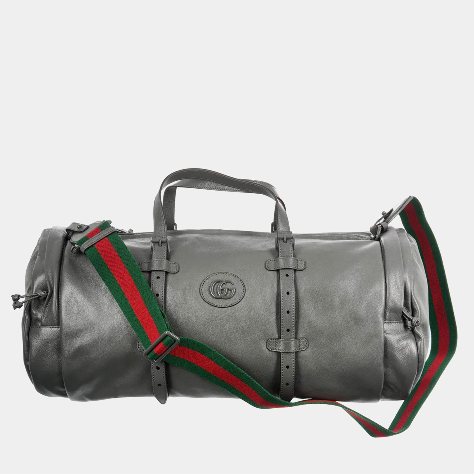 Gucci Grey Leather Tonal Double GG Large Duffle Bag Gucci | The Luxury ...