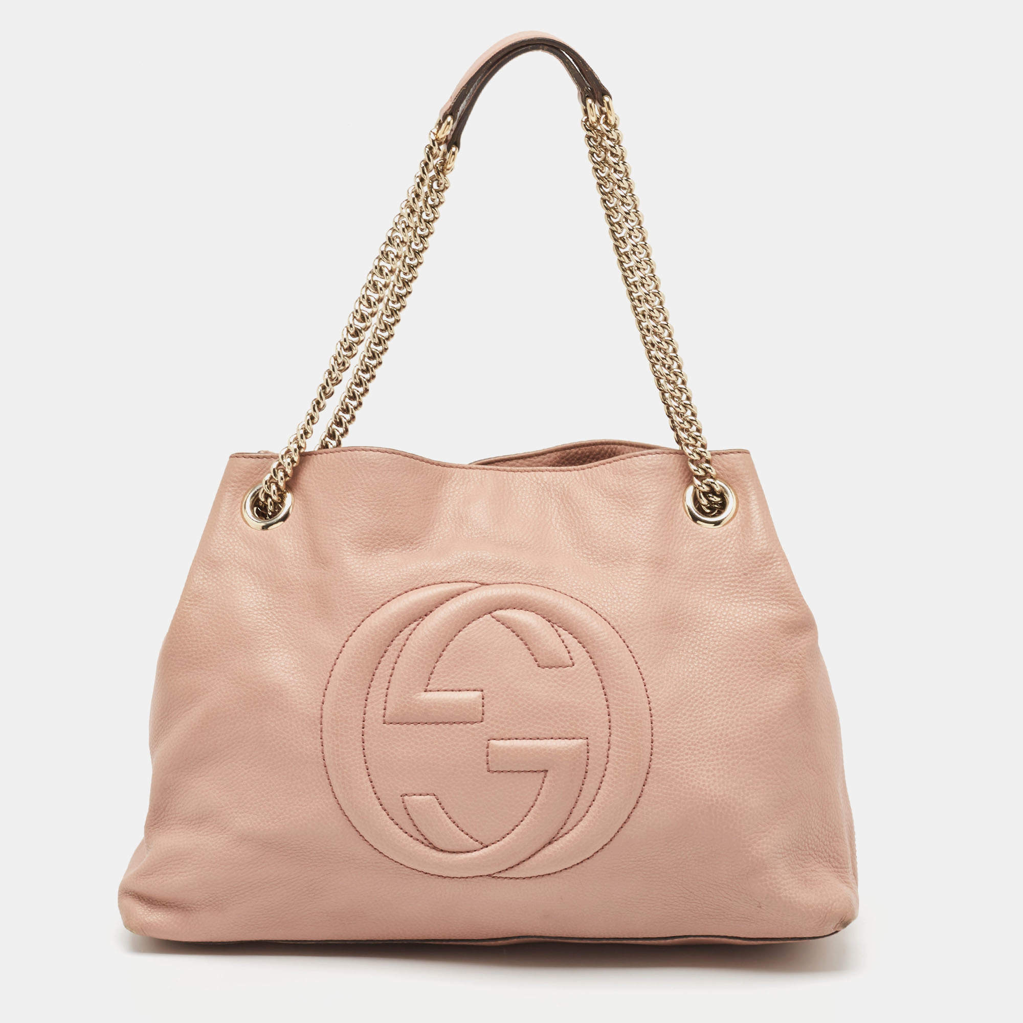 Gucci Rose Poudre Leather Medium Soho Chain Tote
