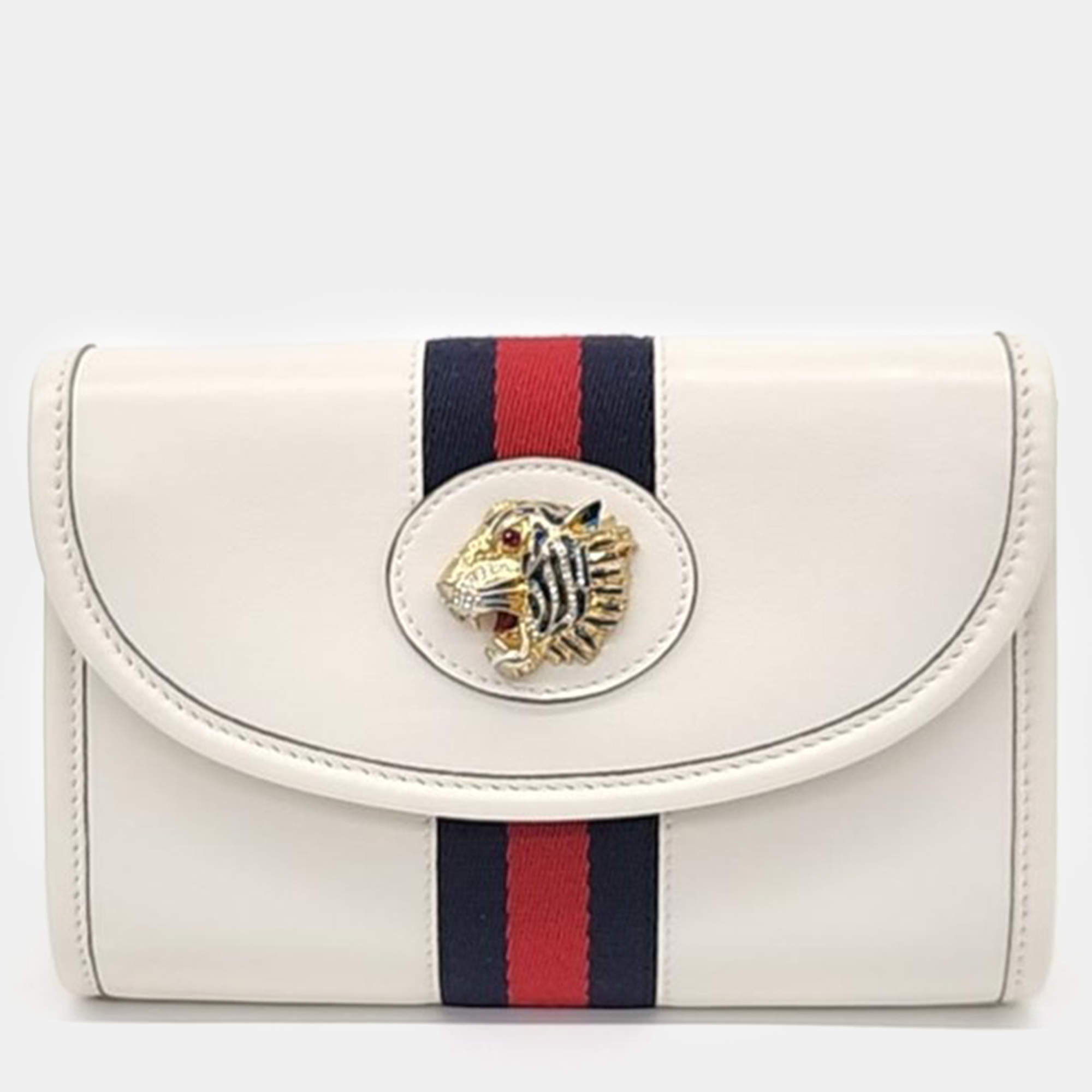 مملوكة مسبقًا Gucci White Leather Rajah Crossbody Bag