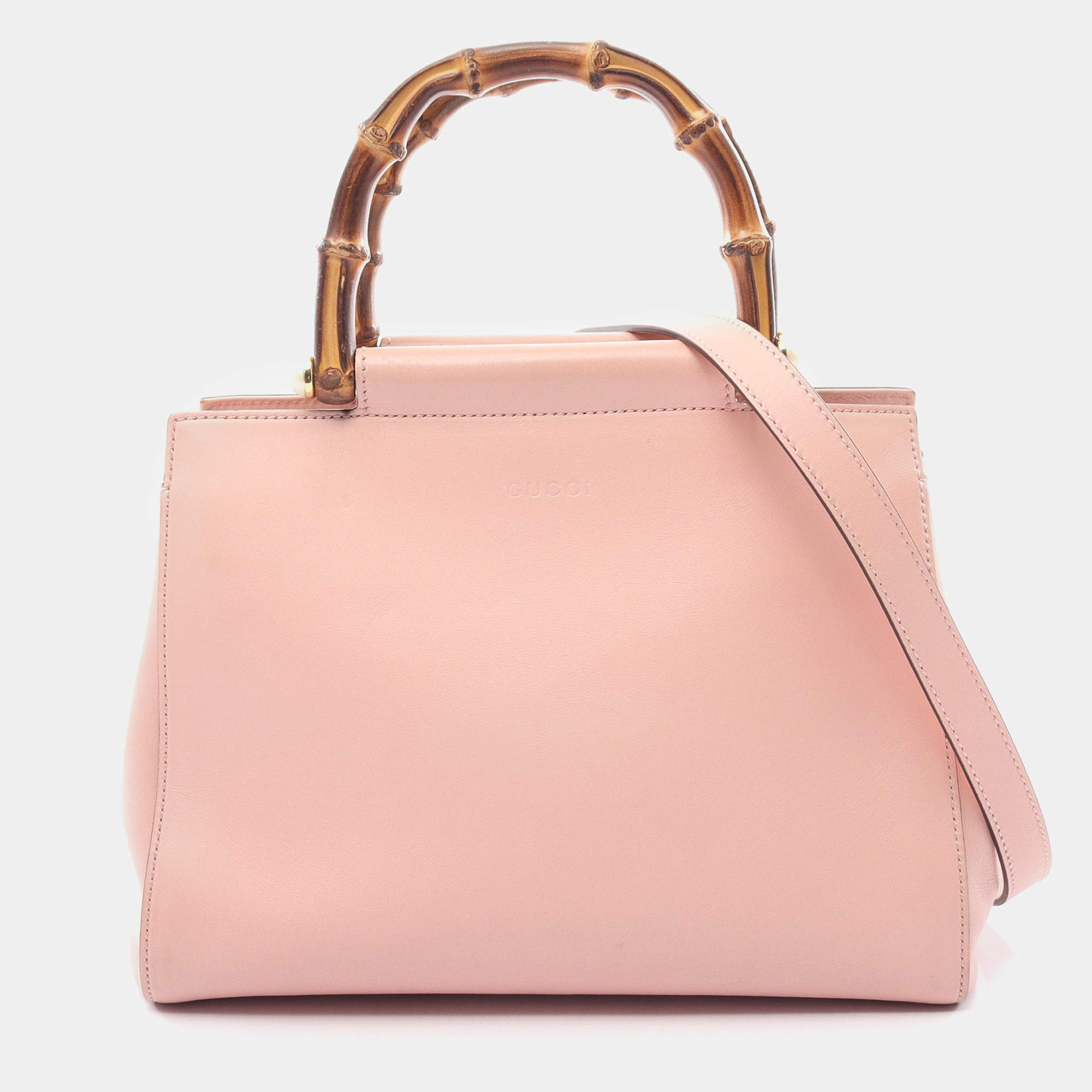 Gucci Nym Fair Bamboo Handbag Leather Light pink 2WAY