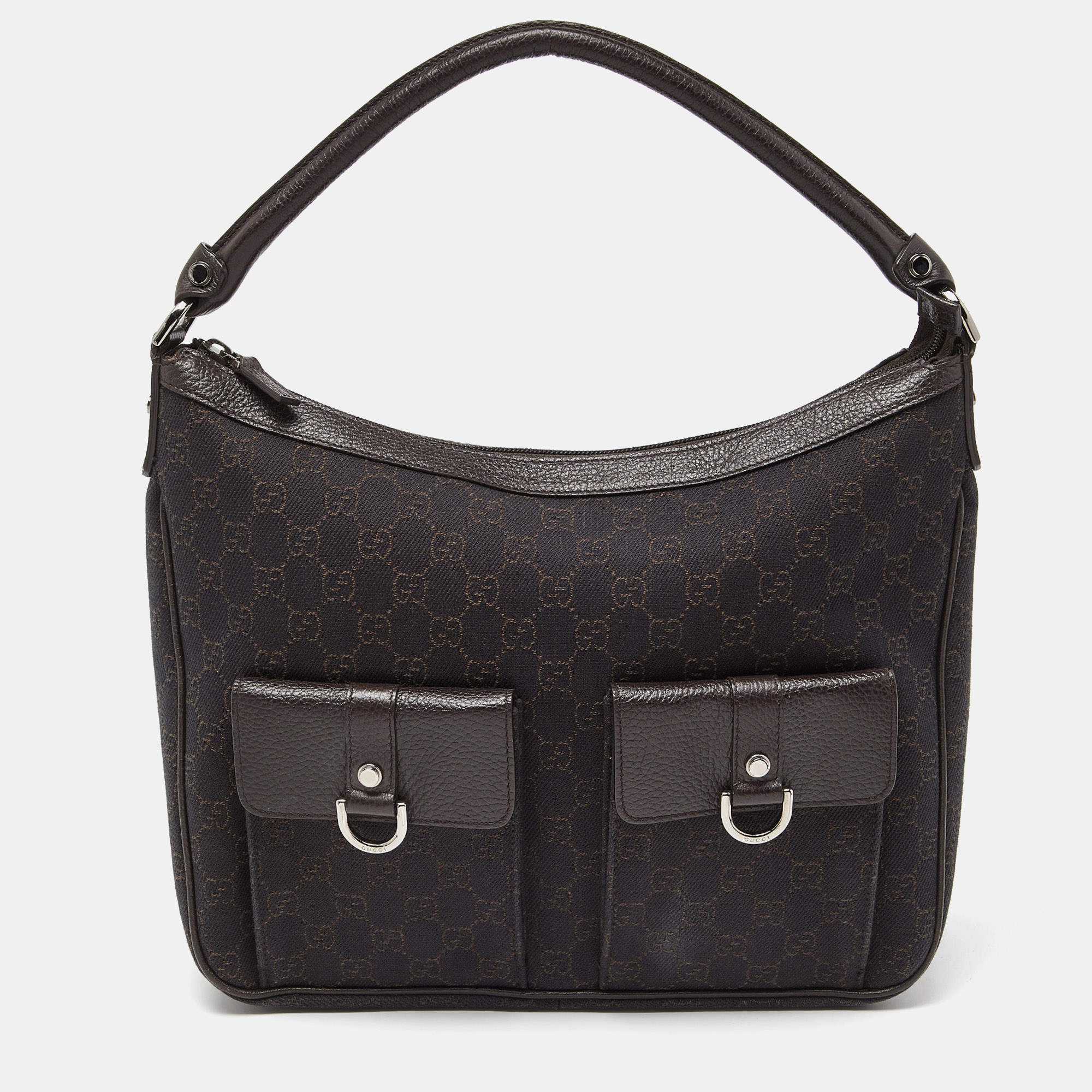 Gucci Brown GG Canvas and Leather Hobo