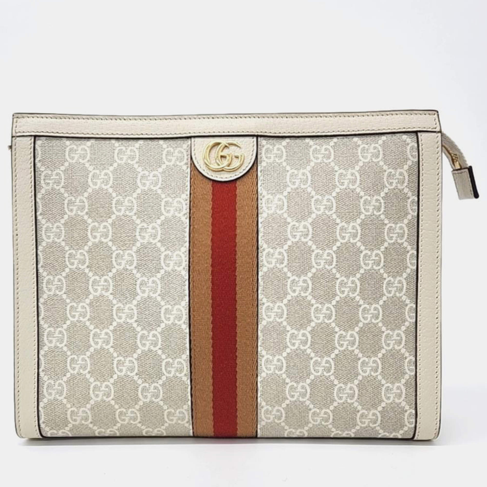 Pre Owned Gucci White leather Ophidia Clutch