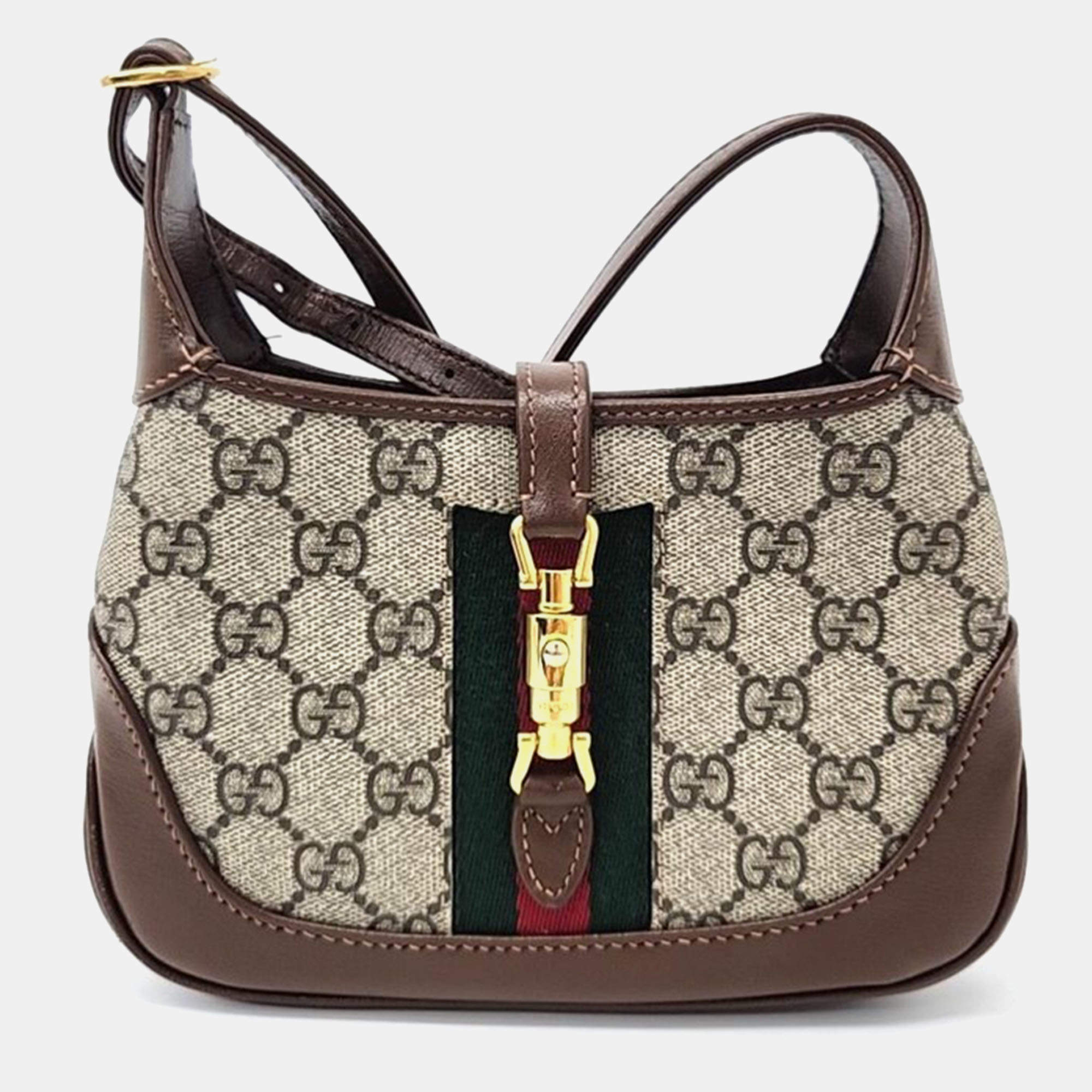Pre Owned Gucci Beige GG Canvas Jackie 1961 Mini Hobo Bag