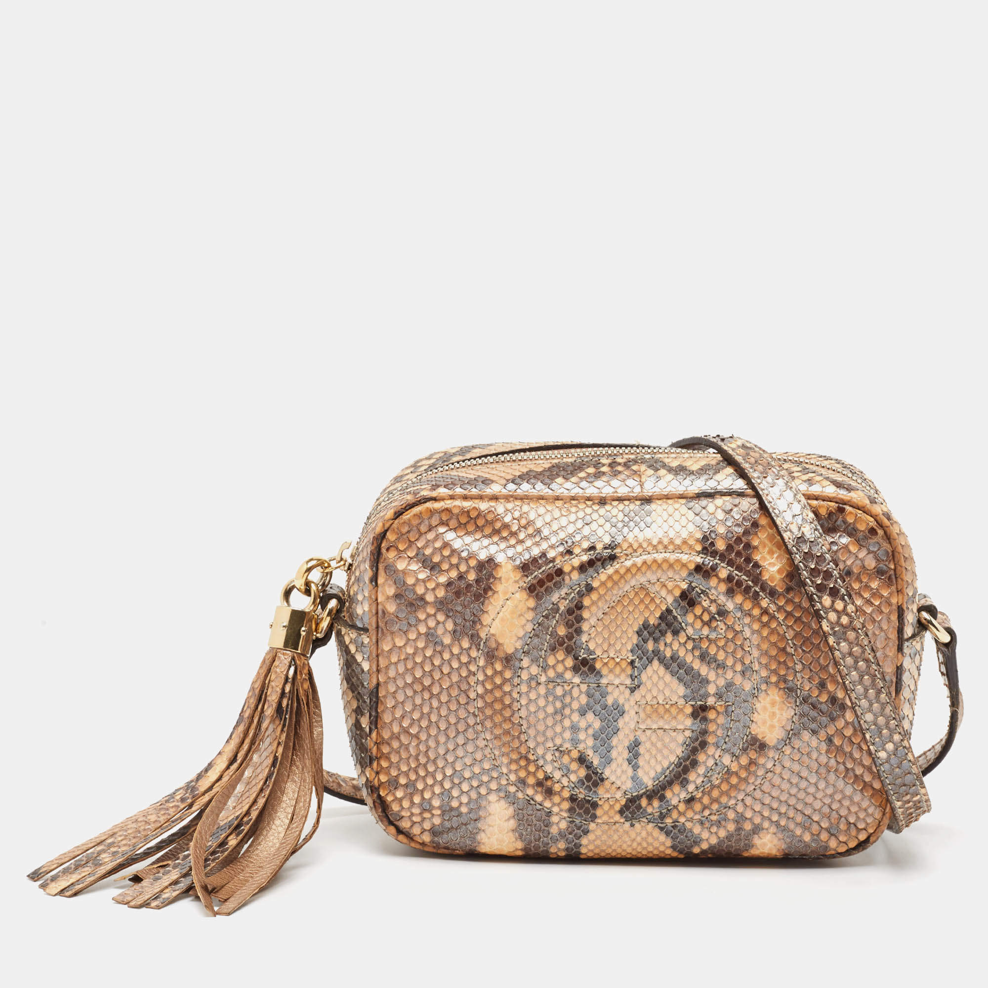 Gucci Beige Python Small Soho Disco Crossbody Bag