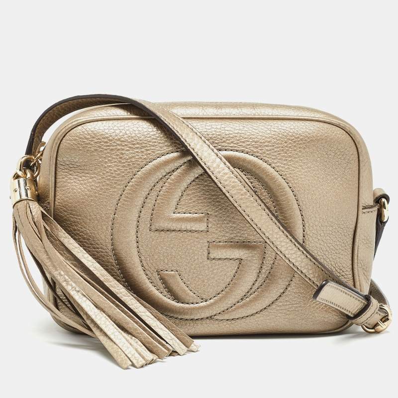 Pre Owned Gucci Metallic Leather Leather Small Soho Disco Crossbody Bag