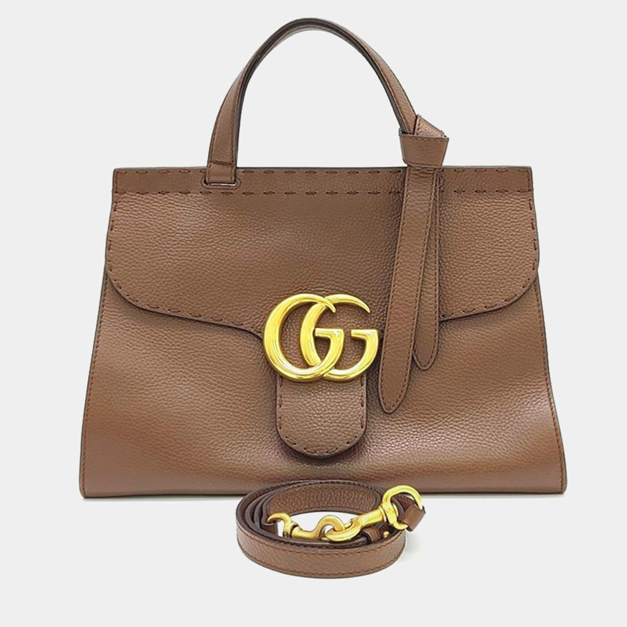 Gucci marmont brown bag best sale