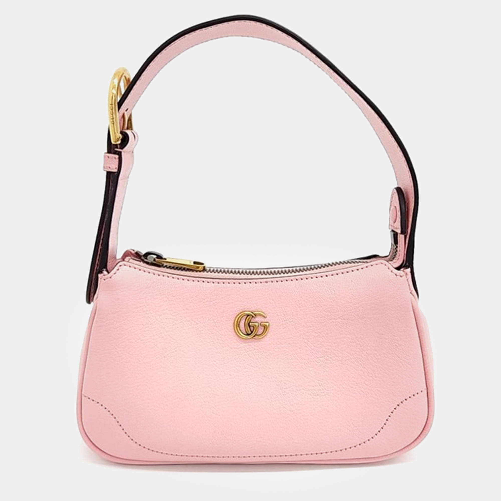 Pre Owned Gucci Pink Leather Aphrodite Mini Shoulder Bag