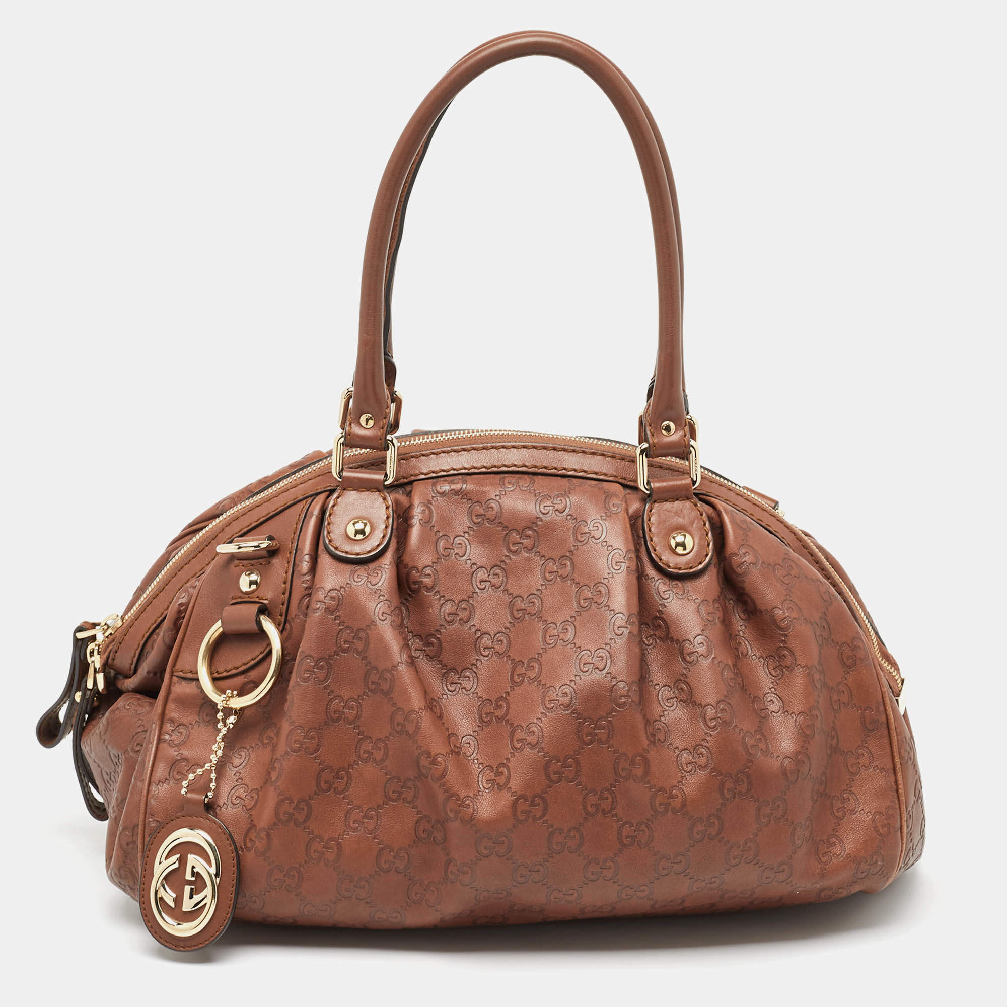 Brown leather gucci shops bag