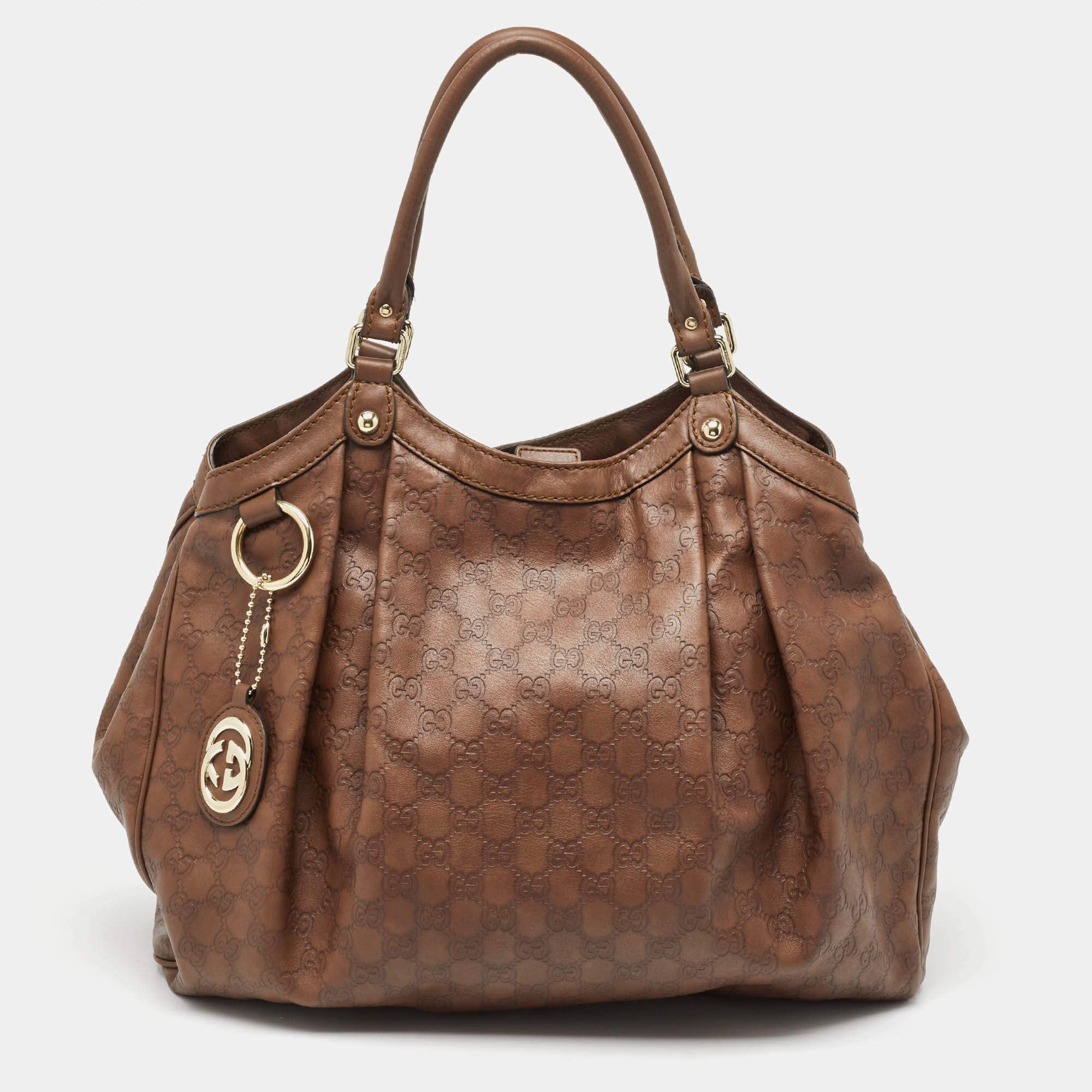 Pre Owned Gucci Brown Guccissima Leather Large Sukey Tote