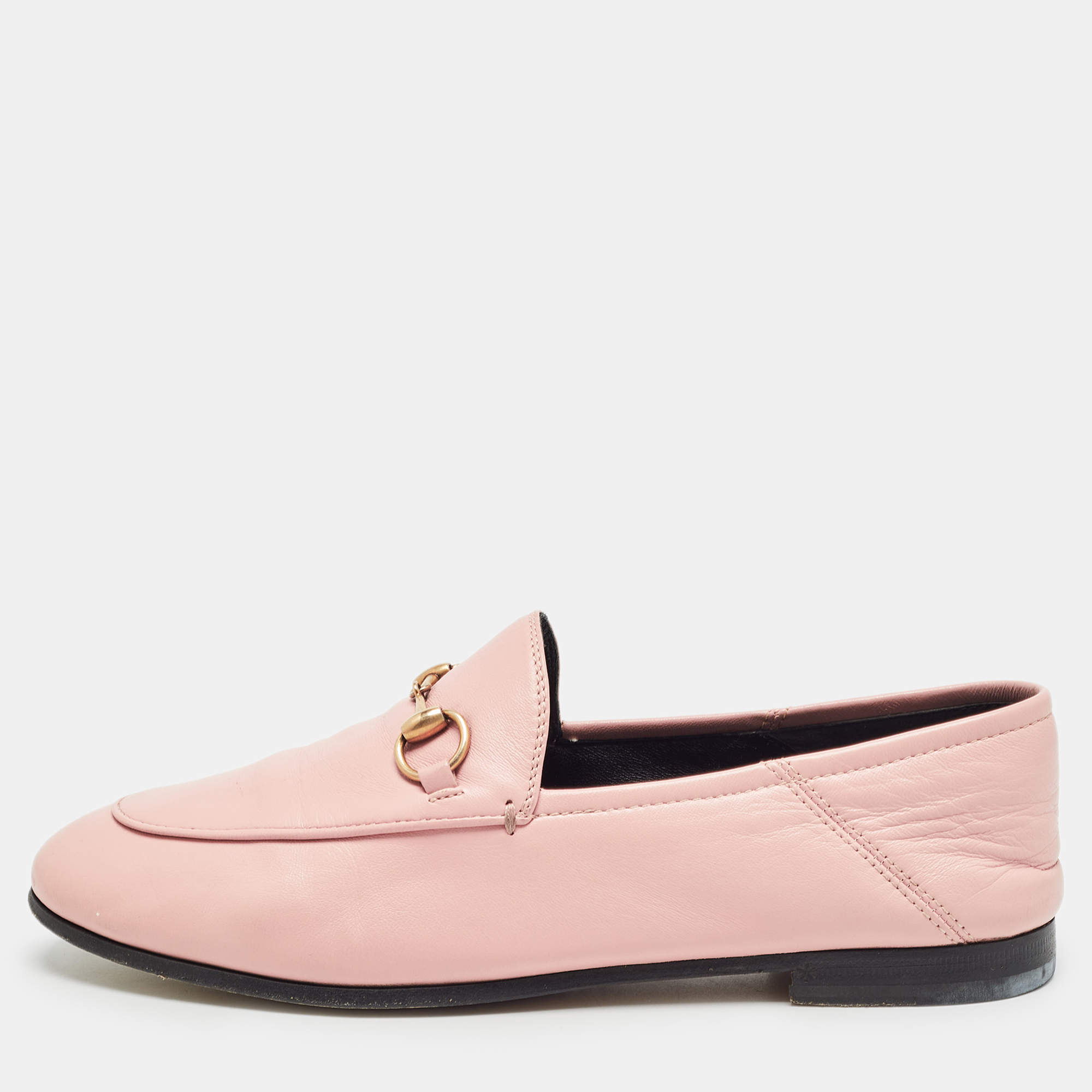 Gucci Pink Leather Jordaan Loafers Size 37