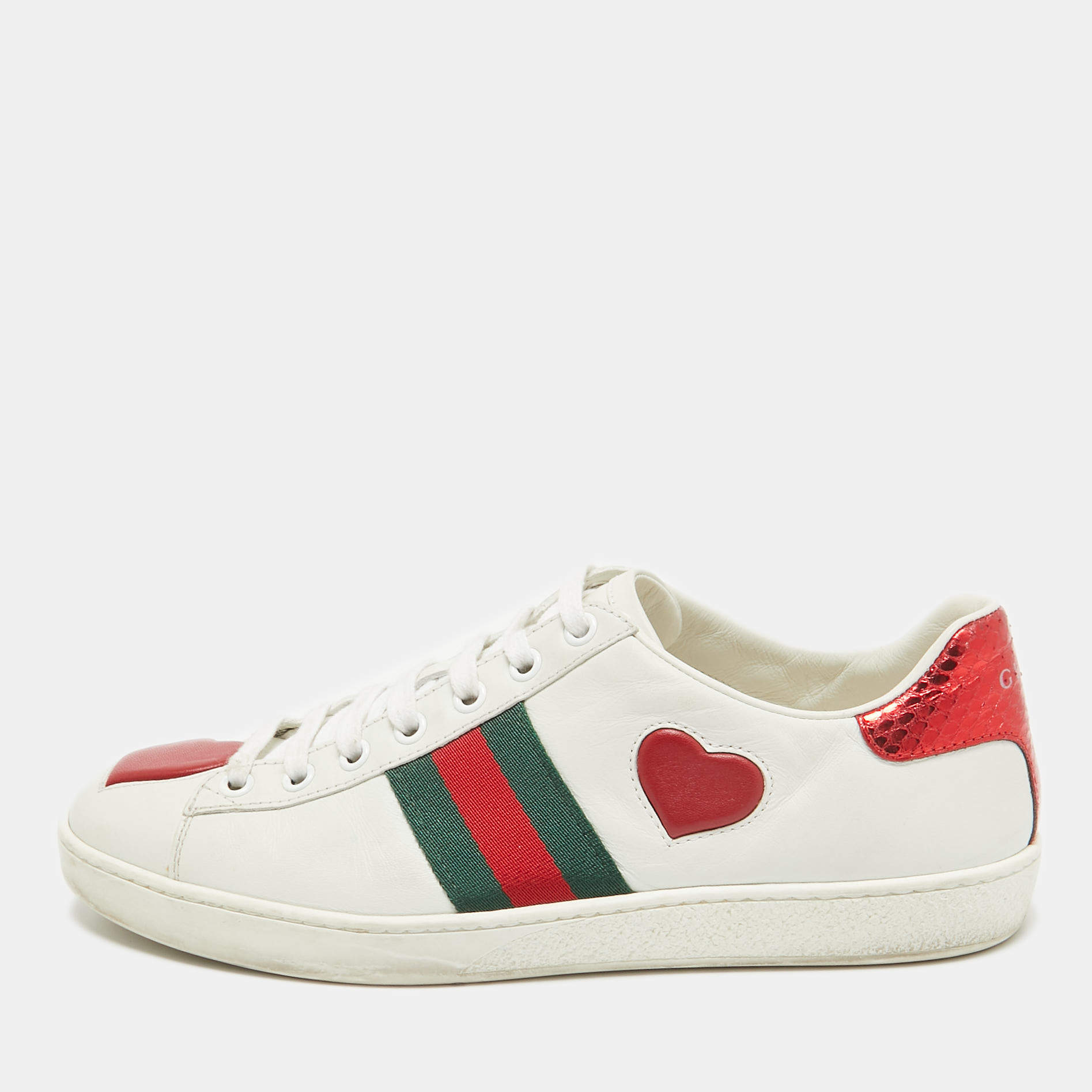 Gucci White Leather Ace Low Top Sneakers Size 38