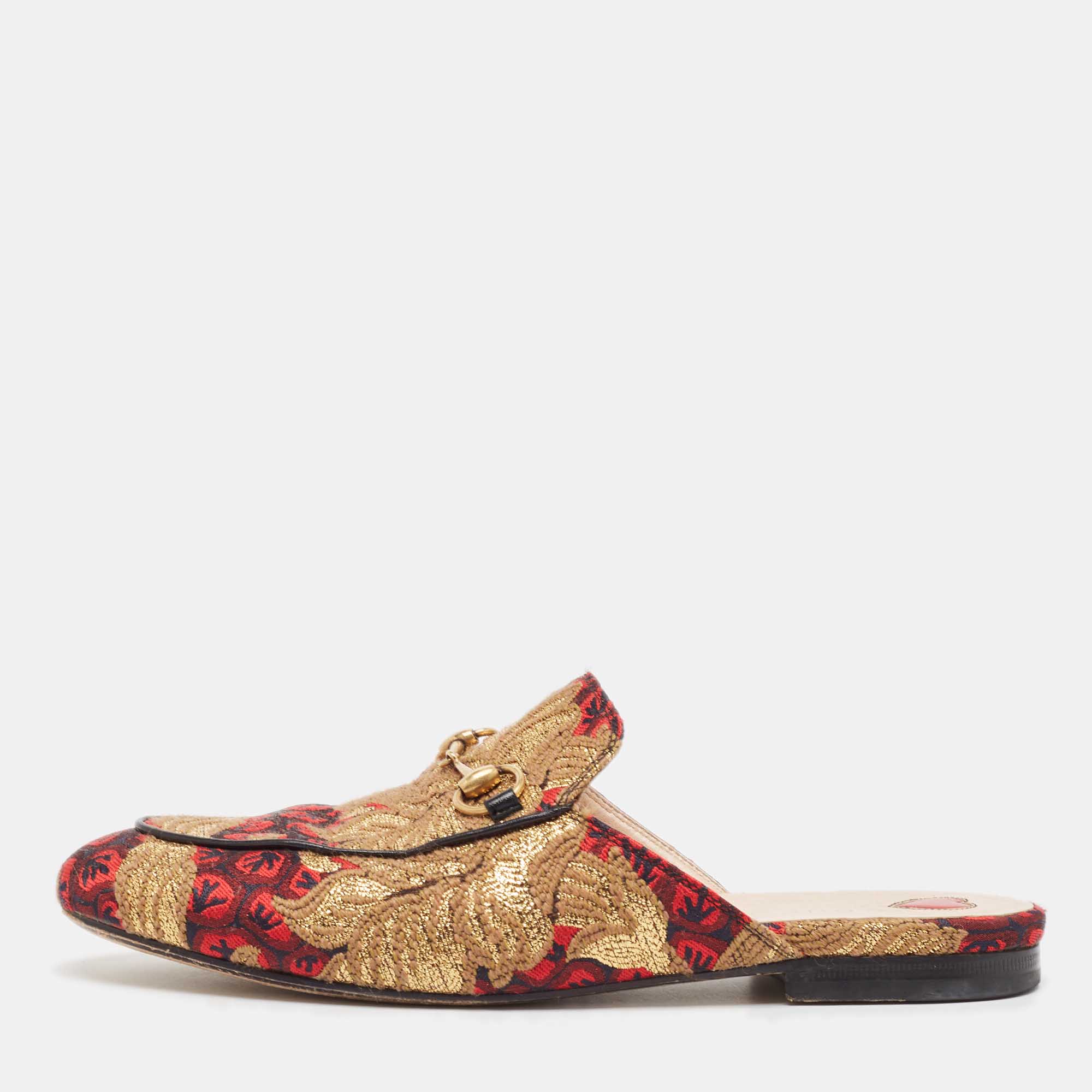 مملوكة مسبقًا Gucci Multicolor Canvas Princetown Mules Size 38