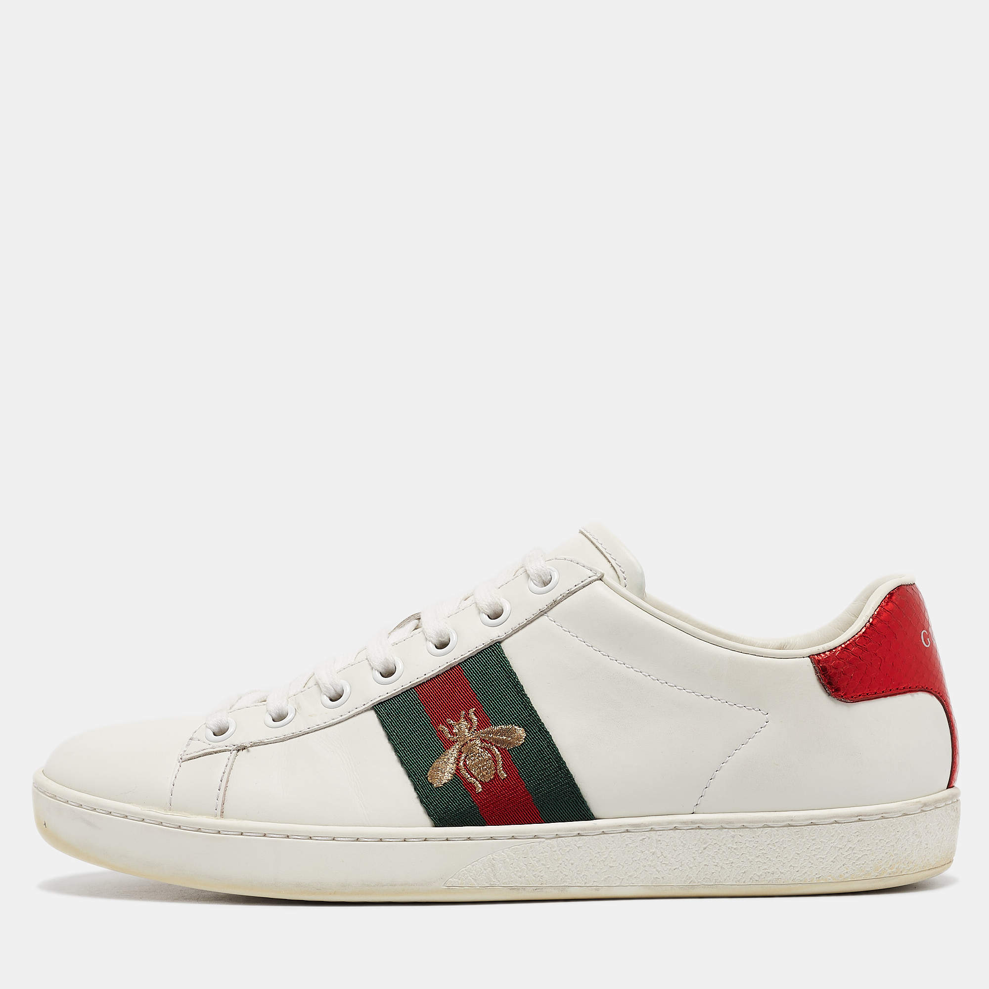 Gucci White Leather Ace Low Top Sneakers Size 39